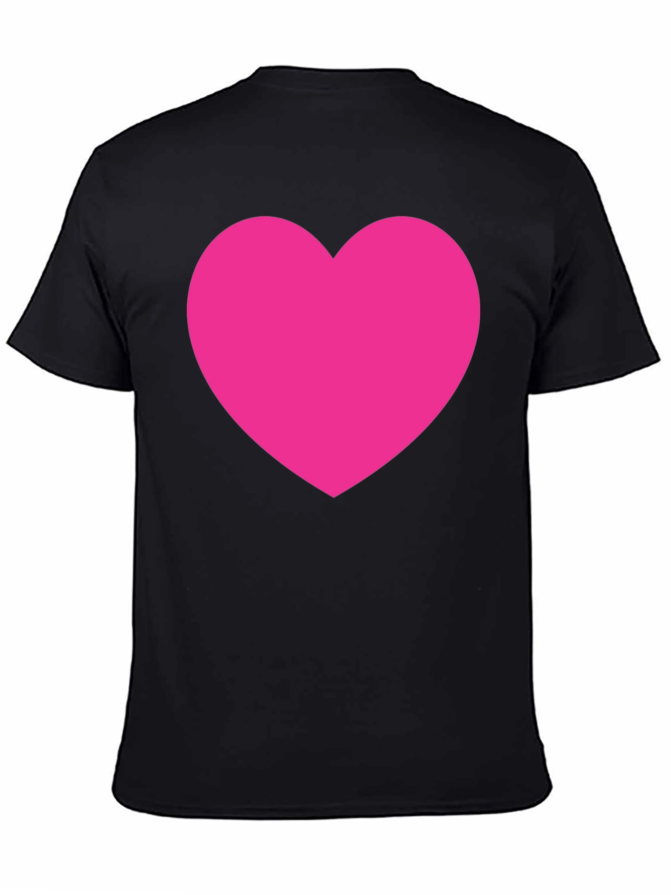 Bold Pink Heart Graphic Black T-Shirt