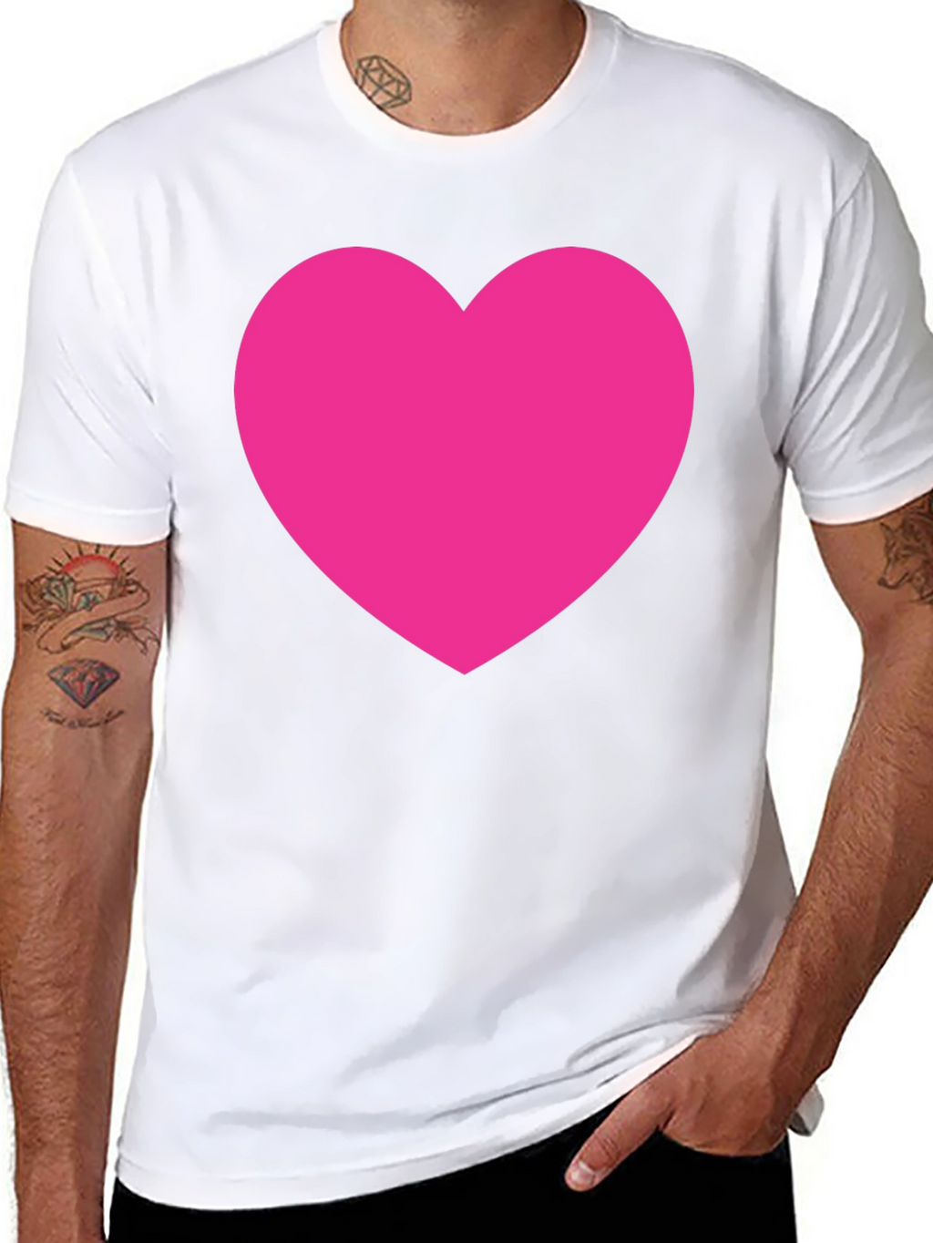 Bold Pink Heart Graphic Black T-Shirt