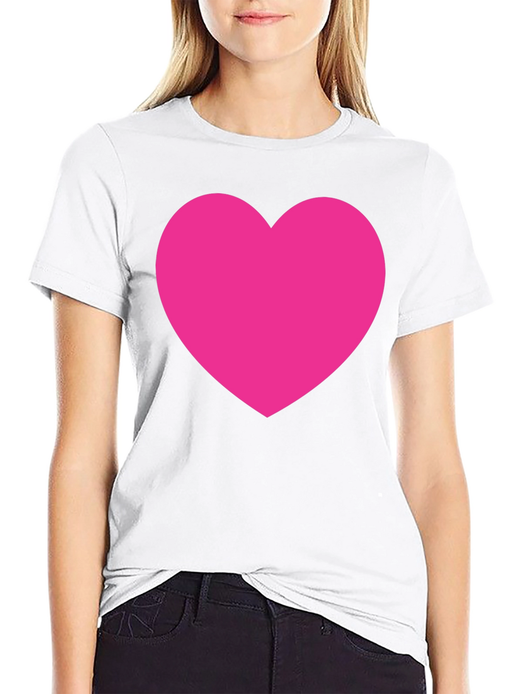 Bold Pink Heart Graphic Black T-Shirt
