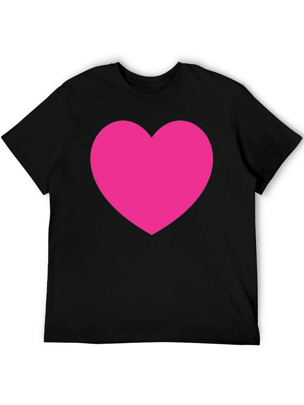 Bold Pink Heart Graphic Black T-Shirt