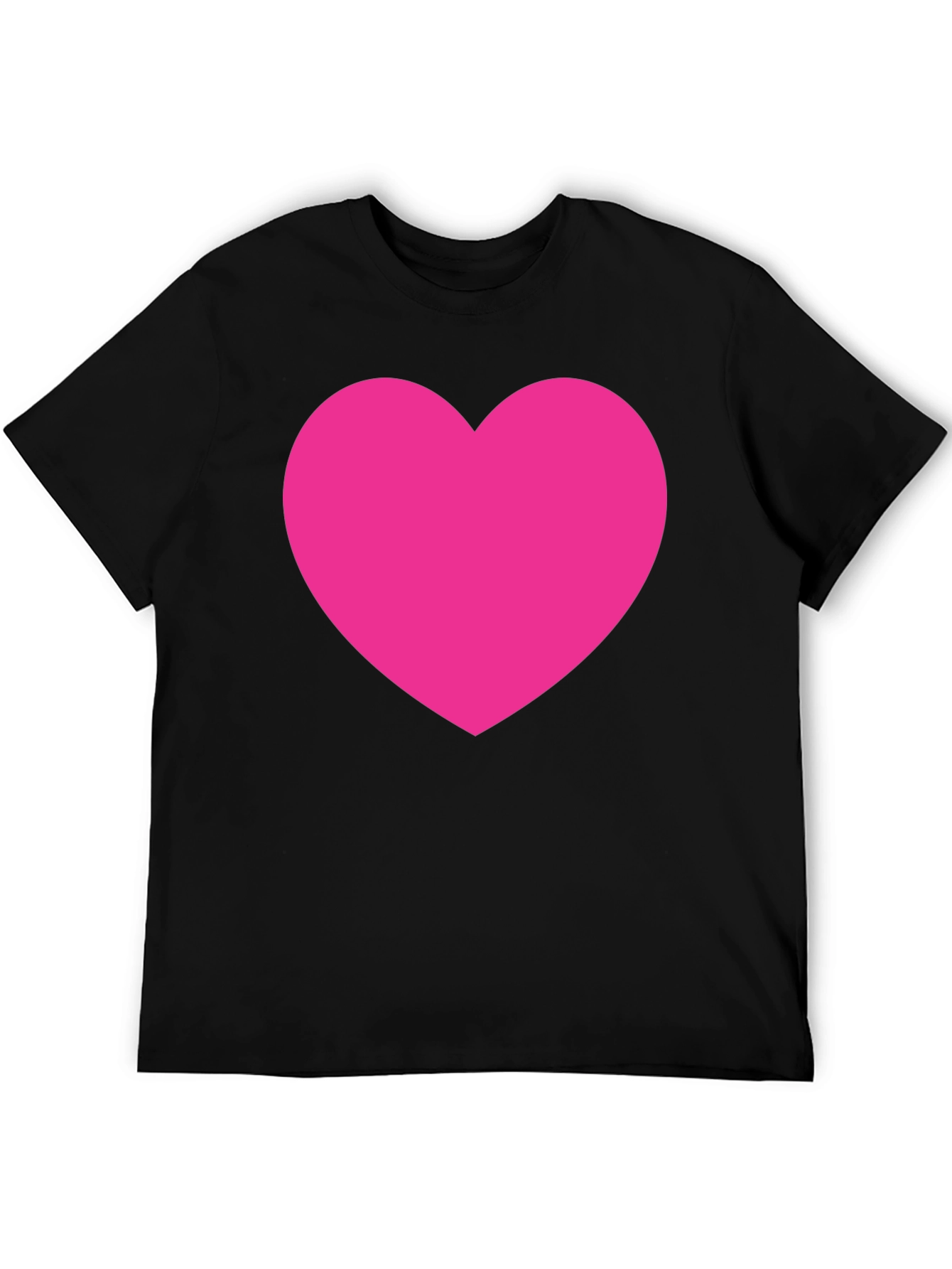 Bold Pink Heart Graphic Black T-Shirt