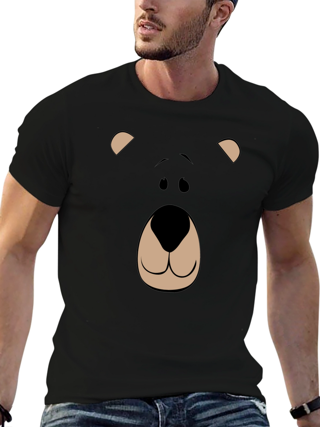 Bear Face Graphic Tee - Black