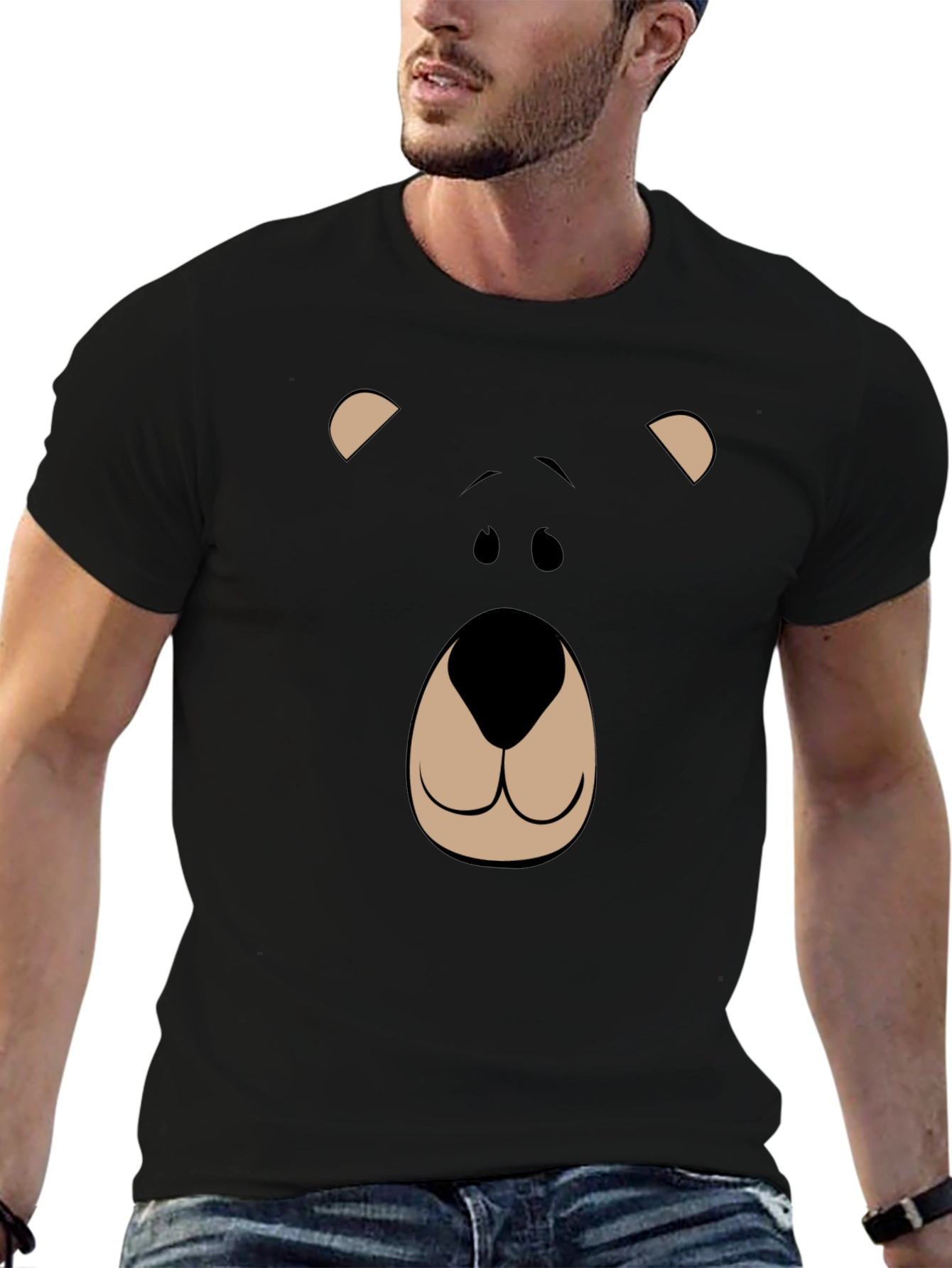 Bear Face Graphic Tee - Black