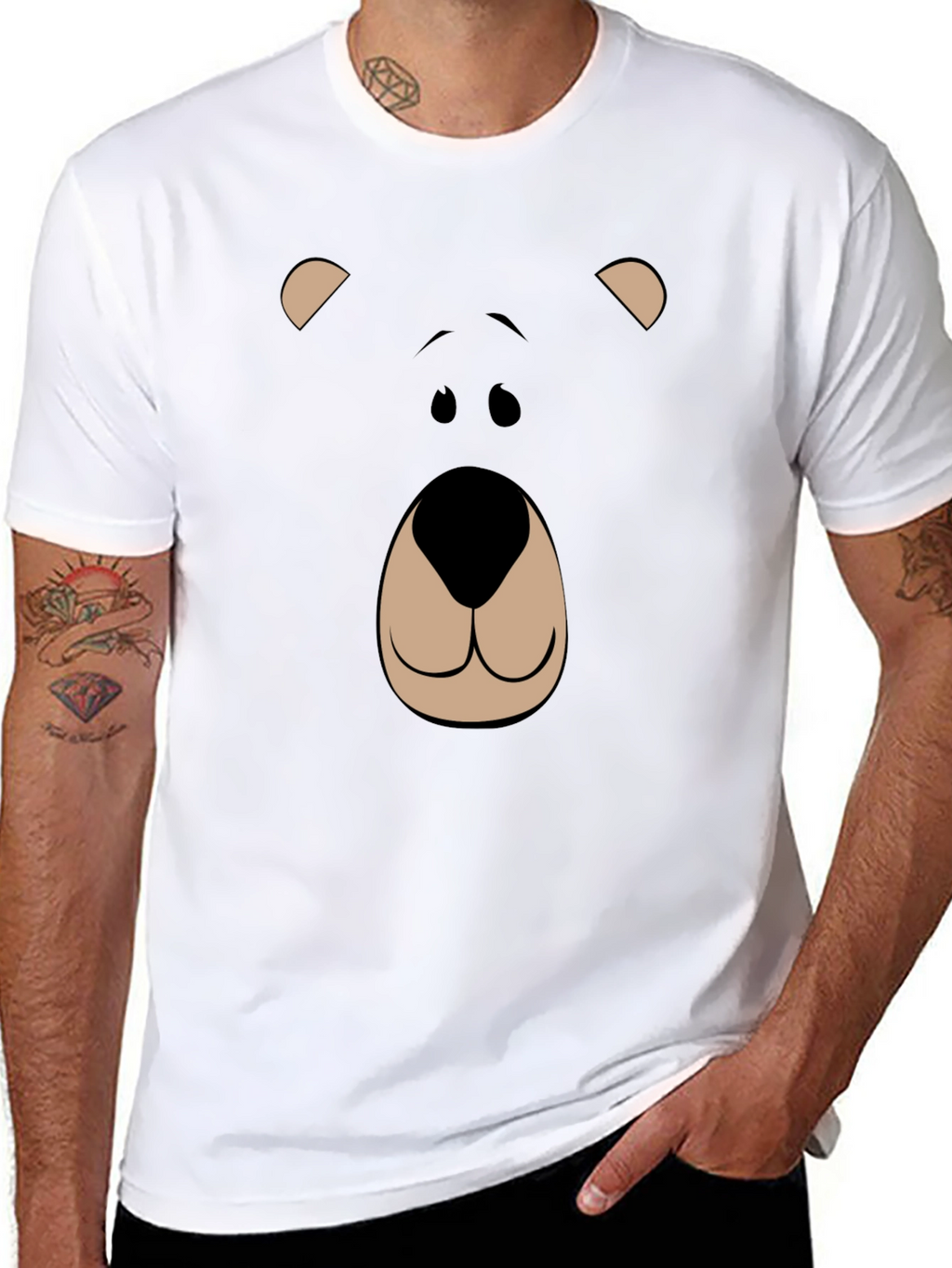 Bear Face Graphic Tee - Black
