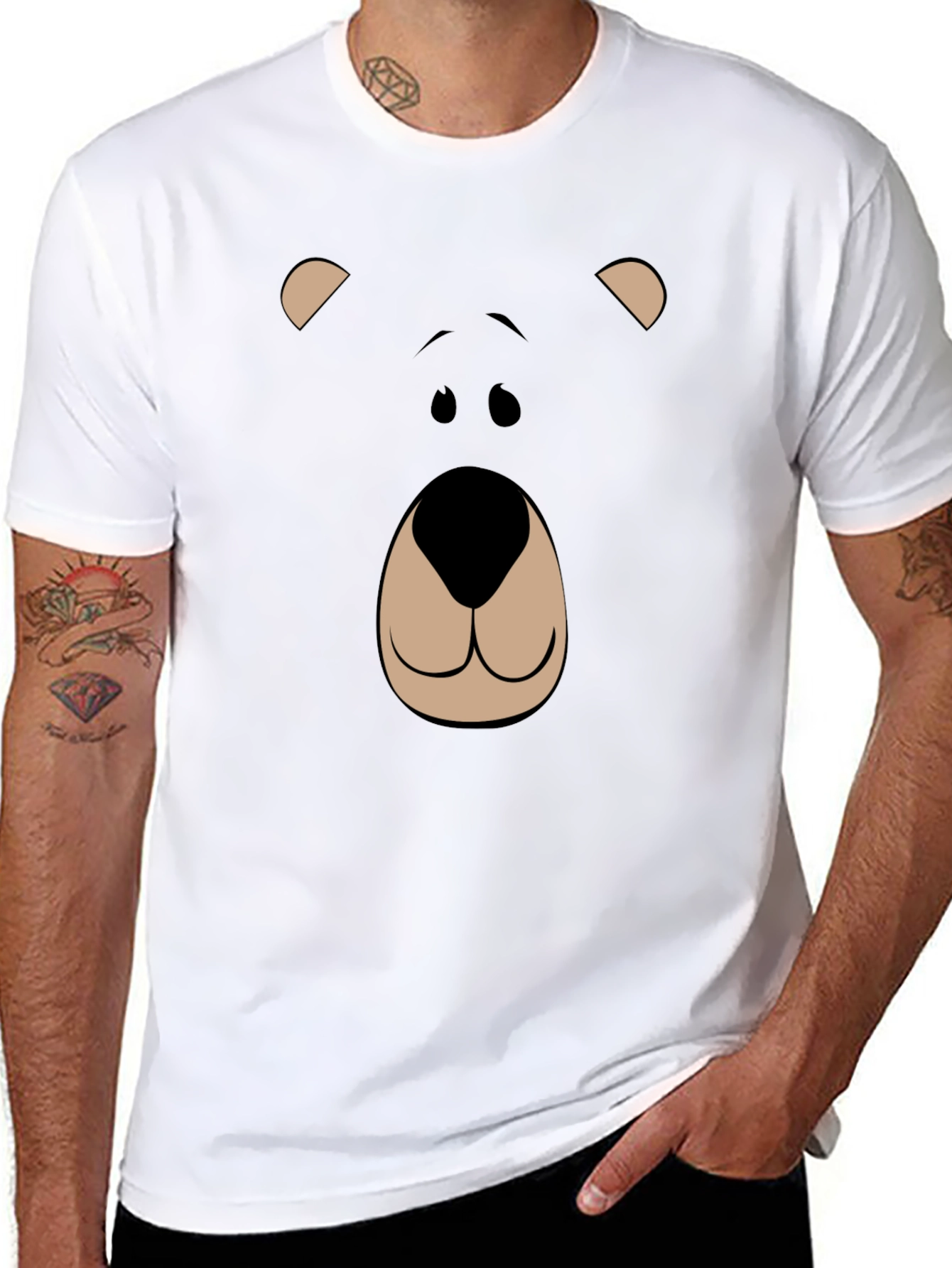 Bear Face Graphic Tee - Black