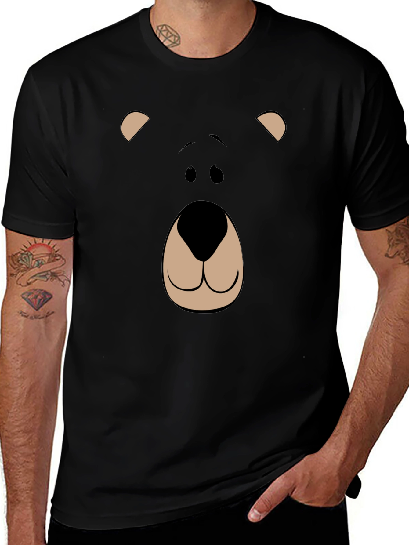 Bear Face Graphic Tee - Black