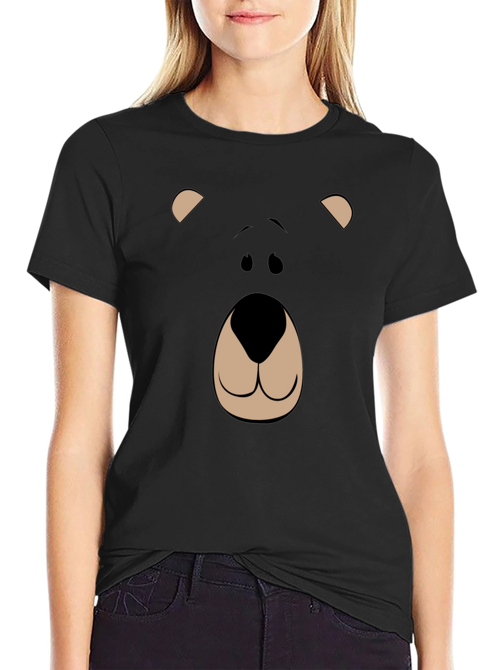 Bear Face Graphic Tee - Black