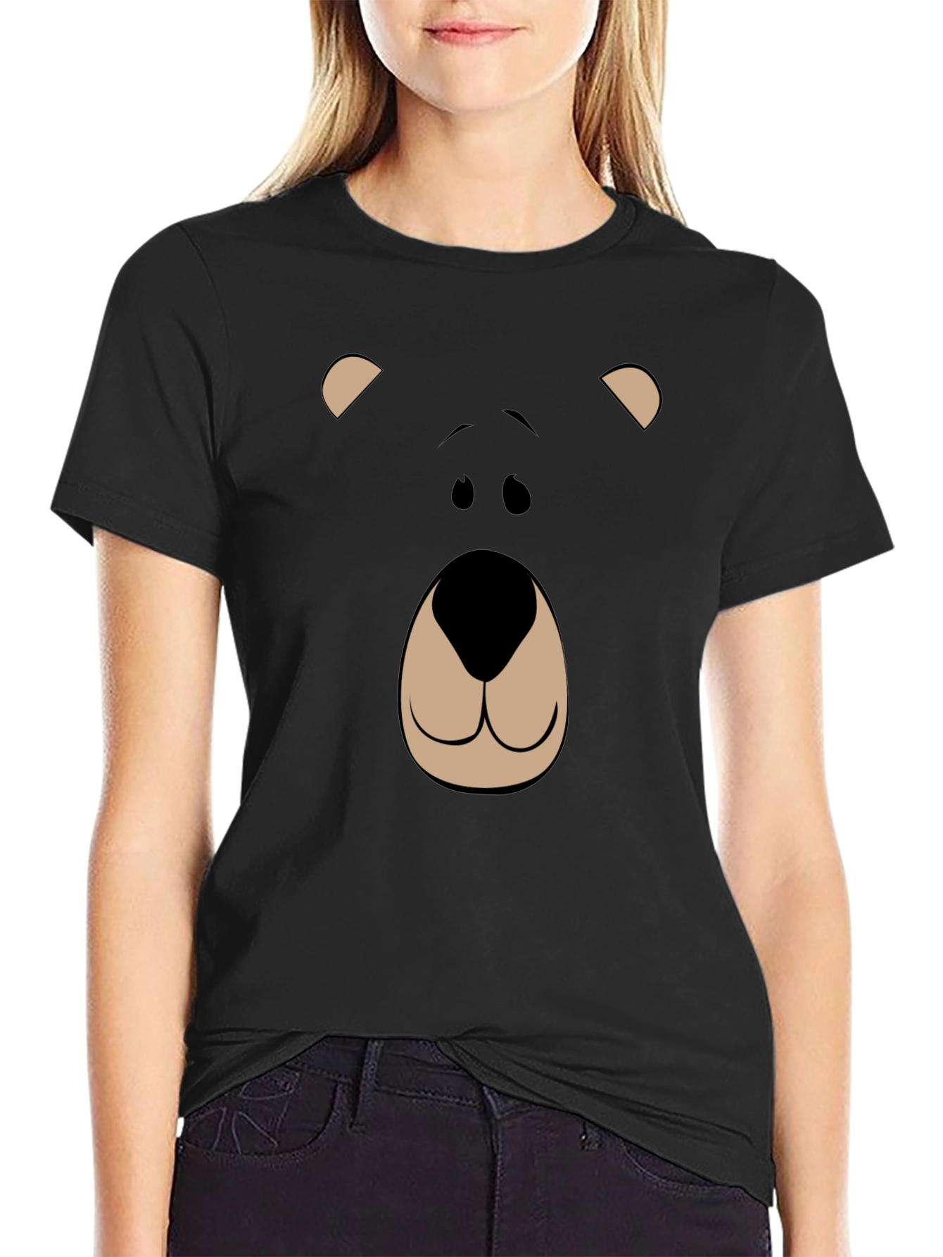 Bear Face Graphic Tee - Black
