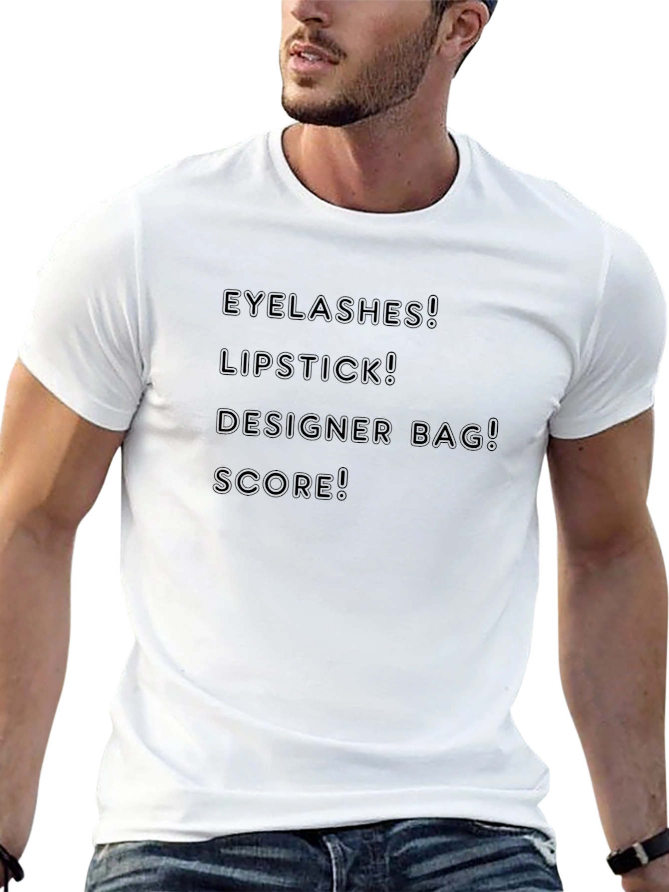 Eyelashes Lipstick Designer Bag Score Black T-Shirt