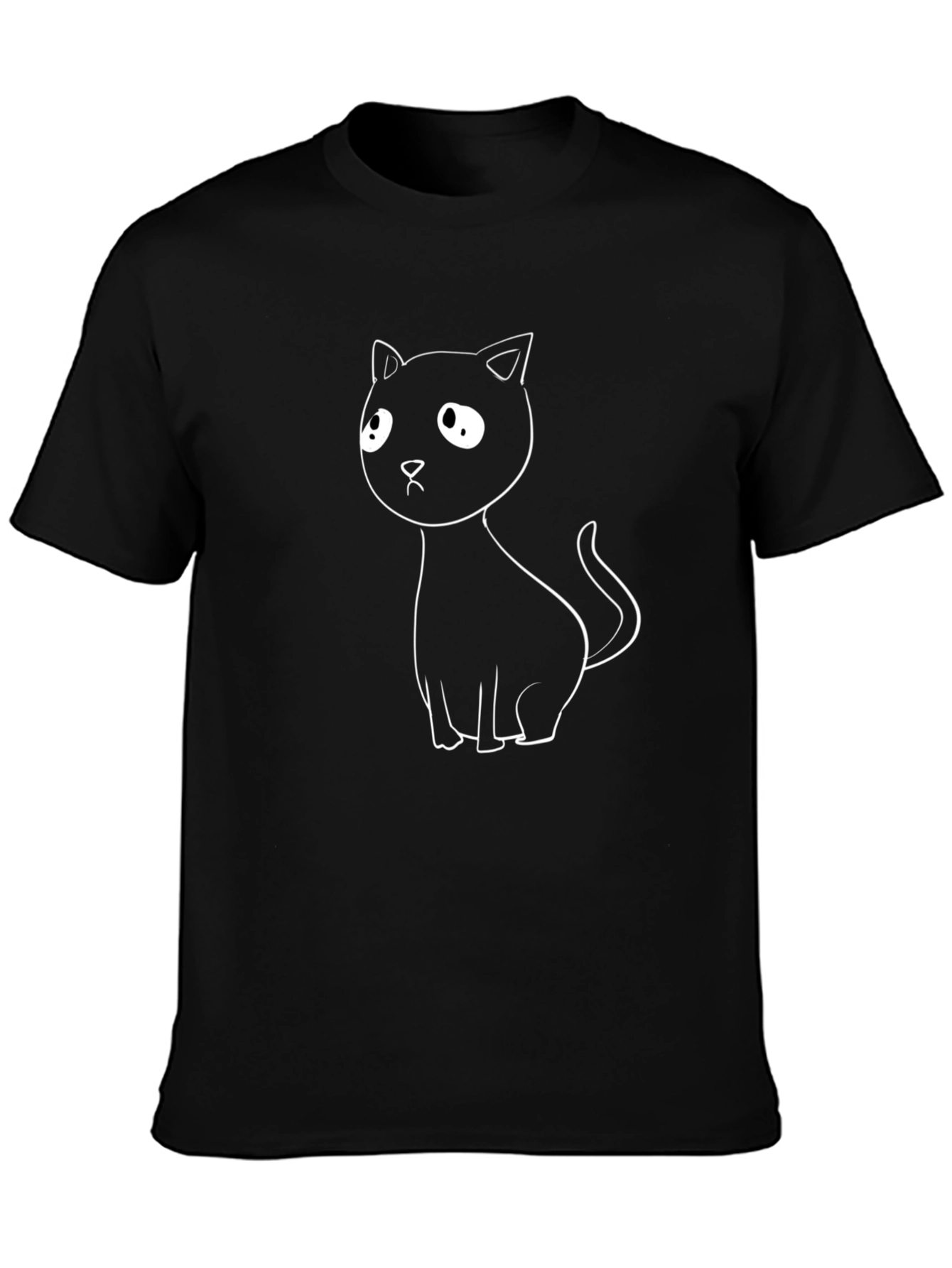 Cute Cat Graphic T-Shirt - Black Cotton Tee