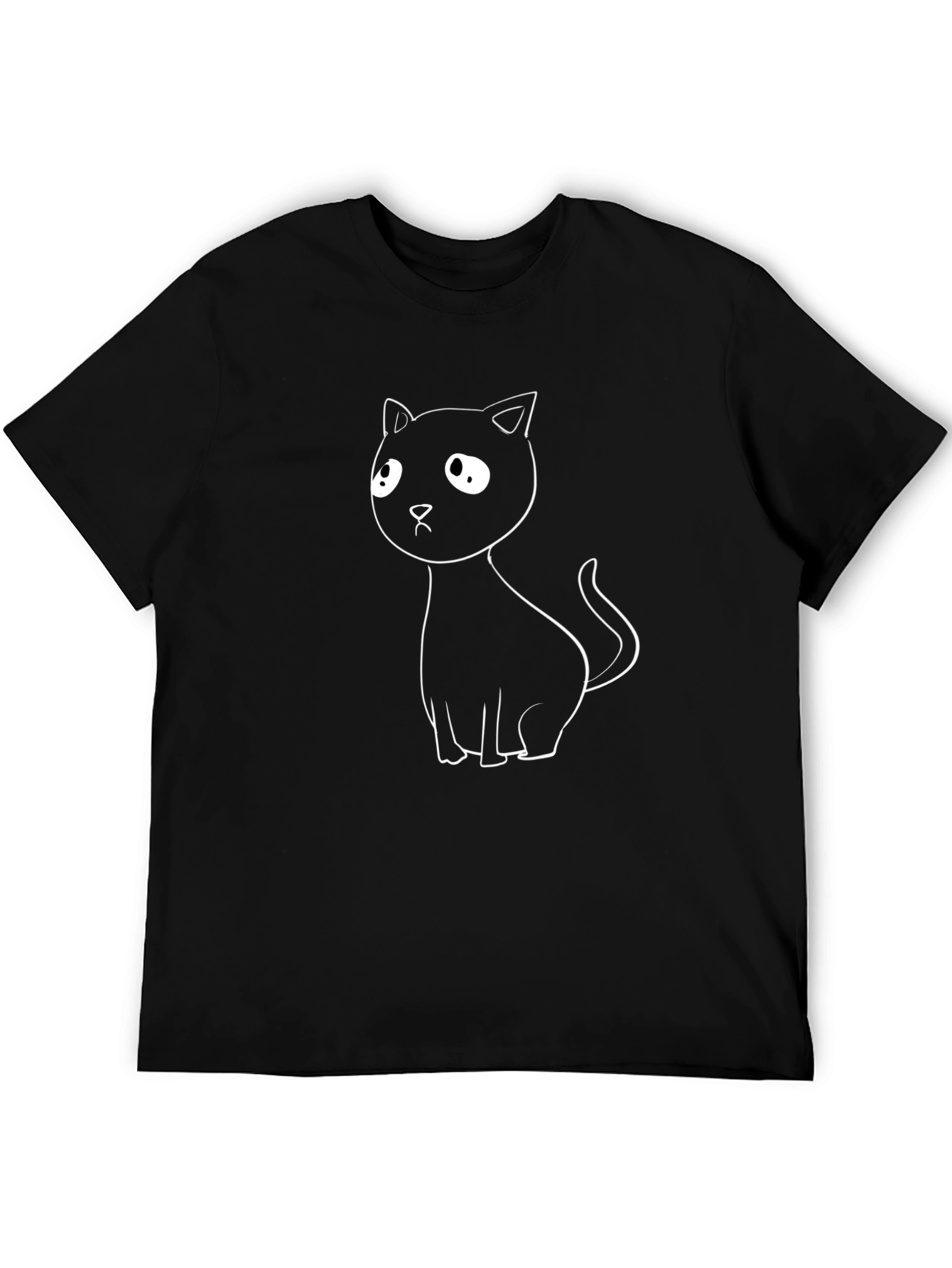 Cute Cat Graphic T-Shirt - Black Cotton Tee