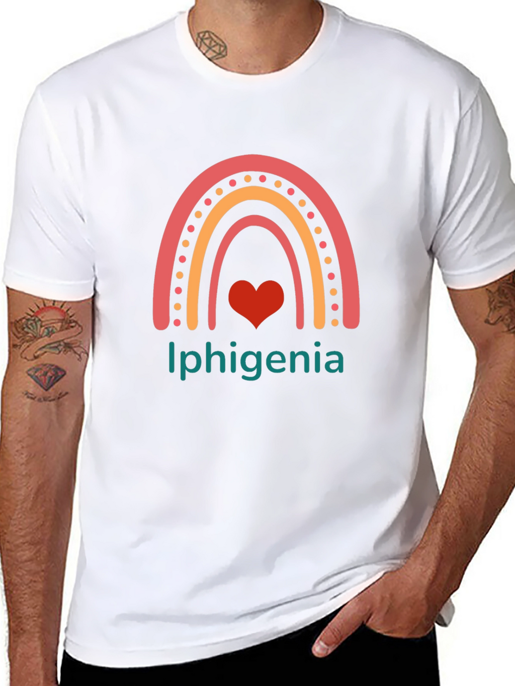 Iphigenia Rainbow Heart Graphic Tee - Black