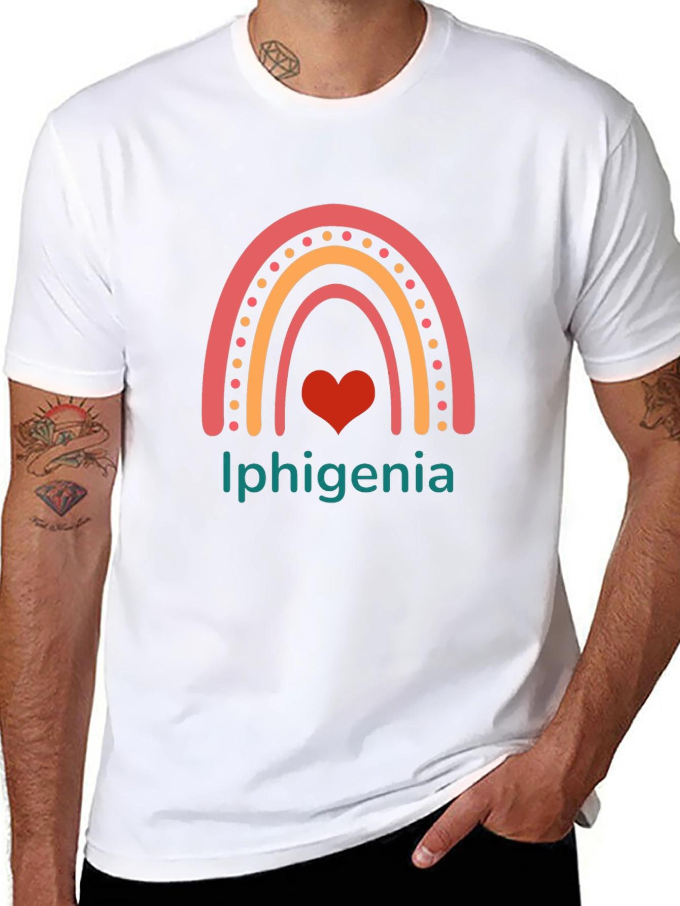 Iphigenia Rainbow Heart Graphic Tee - Black