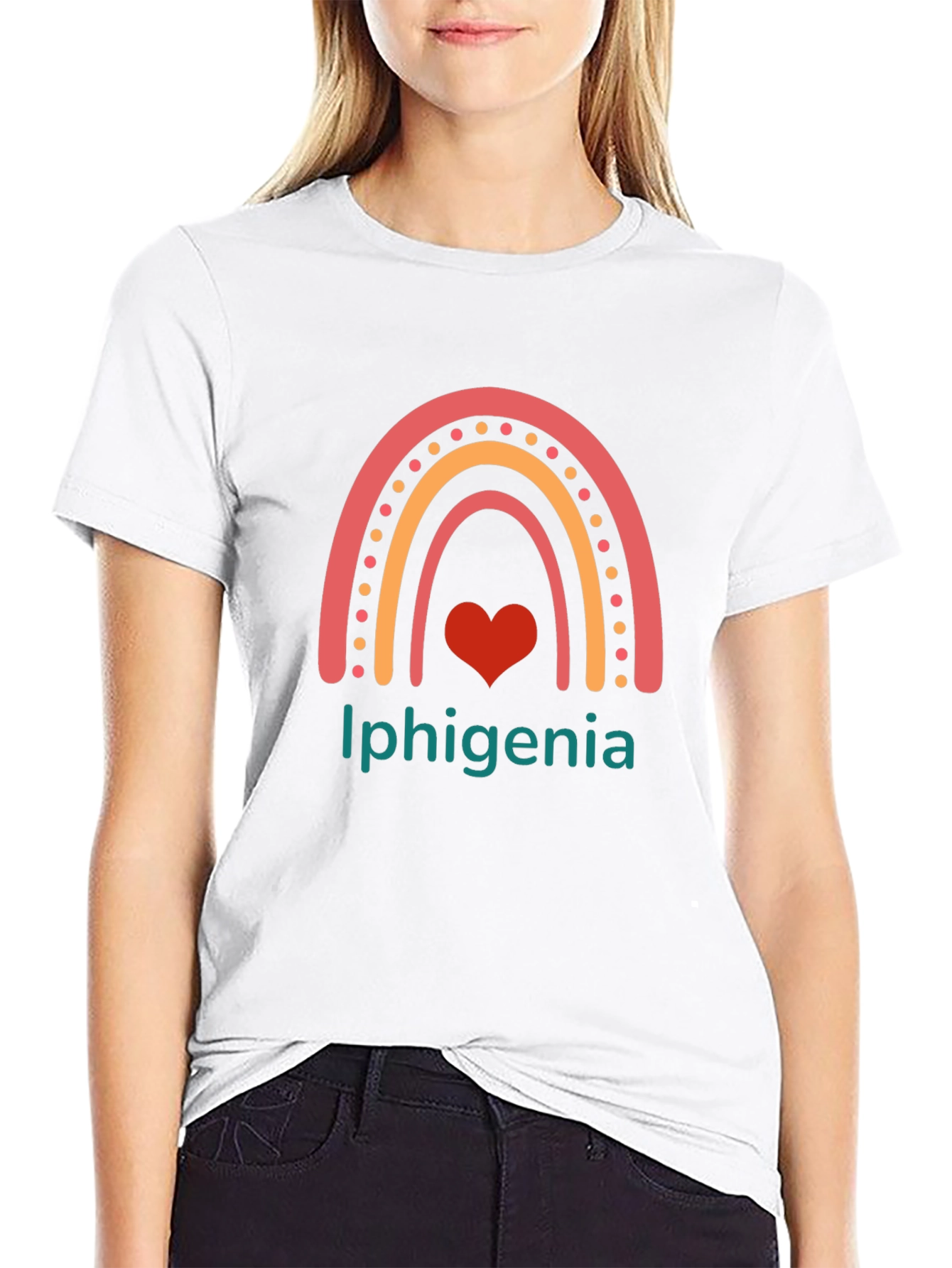 Iphigenia Rainbow Heart Graphic Tee - Black