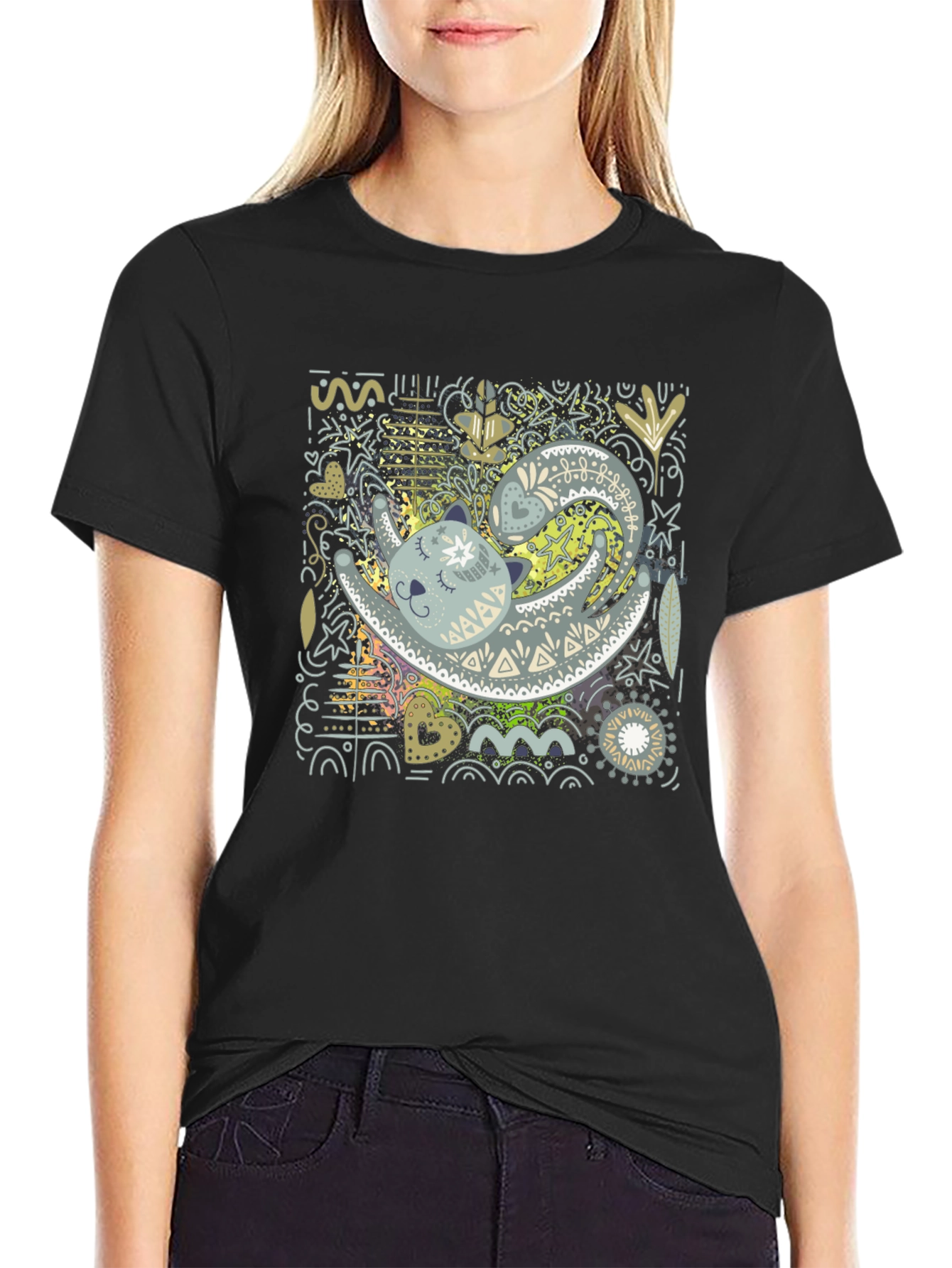 Cat Art Graphic Tee - Unique Design T-Shirt