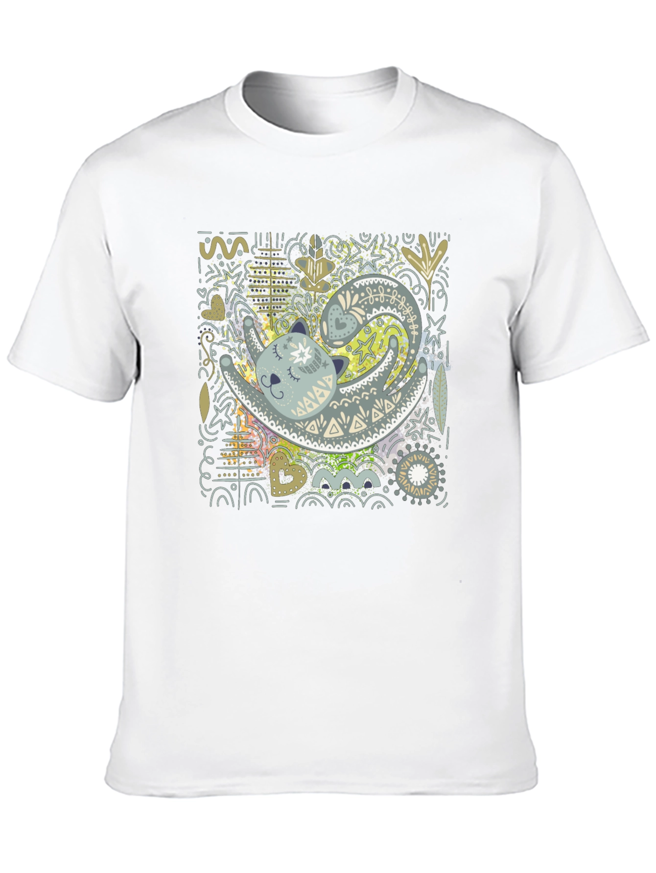 Cat Art Graphic Tee - Unique Design T-Shirt