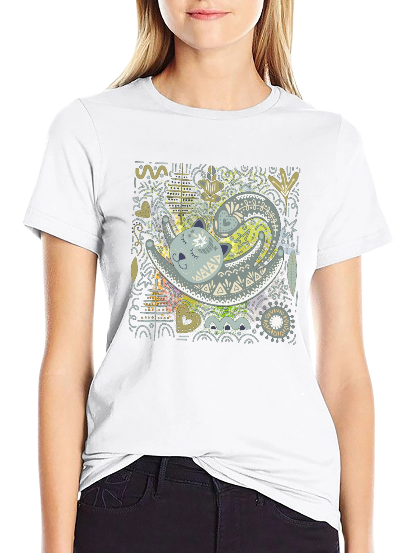 Cat Art Graphic Tee - Unique Design T-Shirt