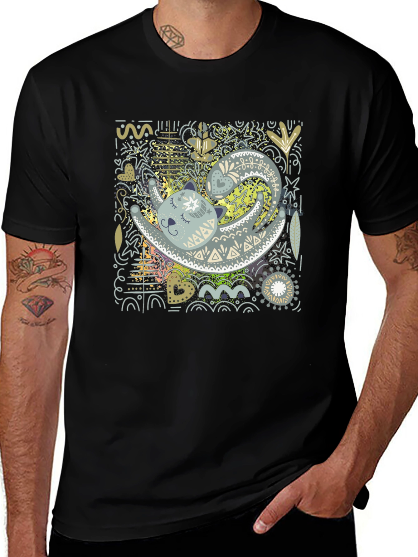 Cat Art Graphic Tee - Unique Design T-Shirt