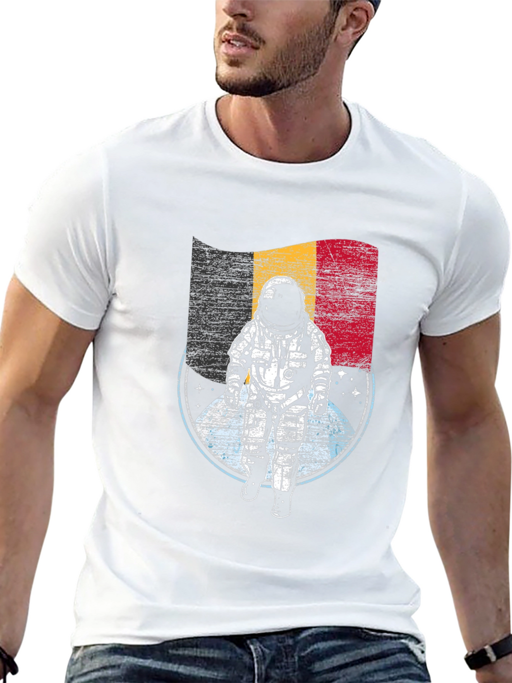 Belgian Astronaut Flag Graphic T-Shirt
