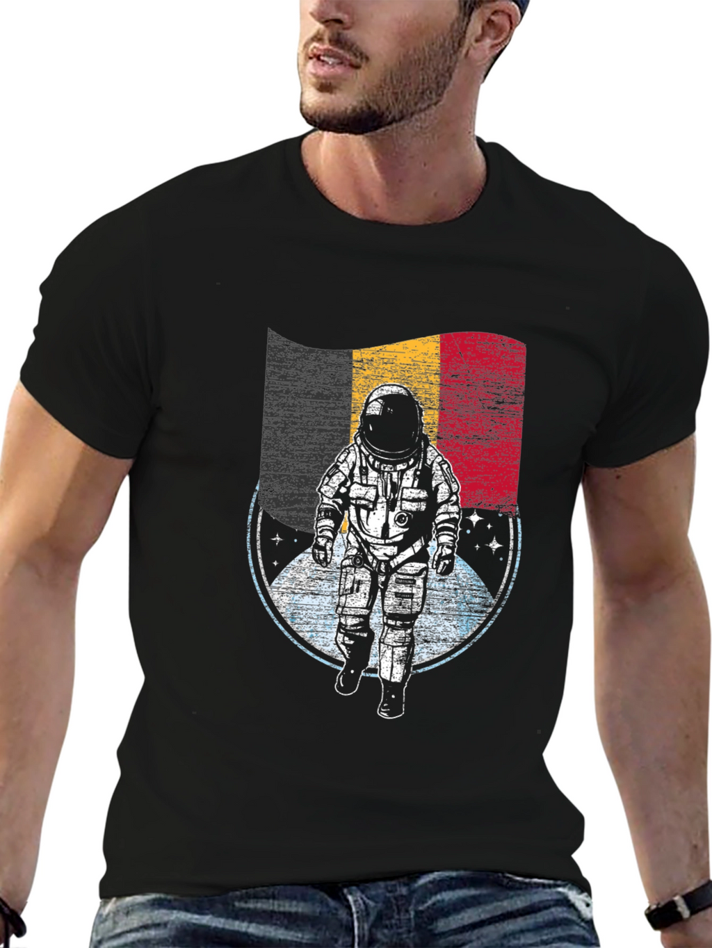 Belgian Astronaut Flag Graphic T-Shirt
