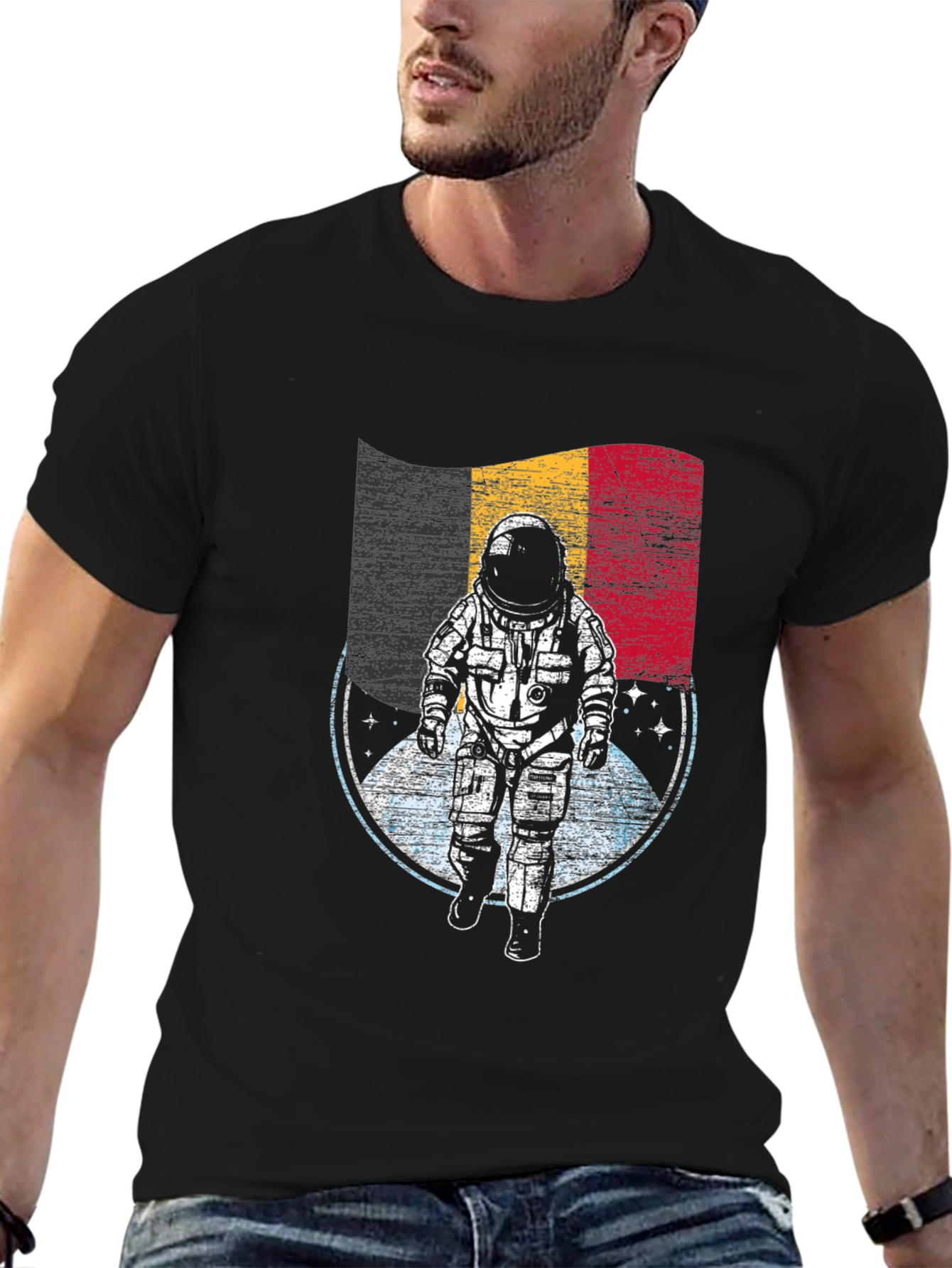 Belgian Astronaut Flag Graphic T-Shirt