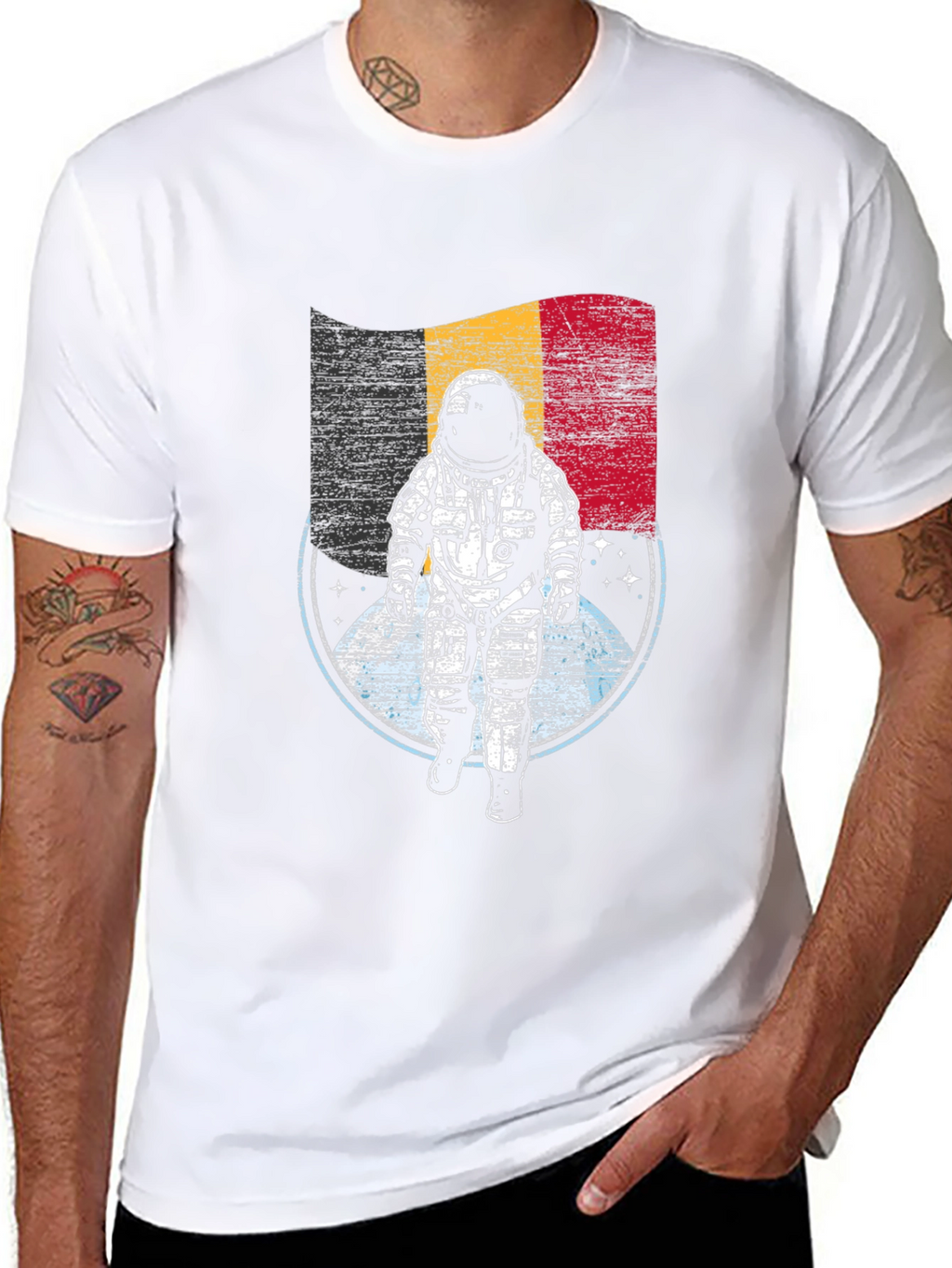 Belgian Astronaut Flag Graphic T-Shirt