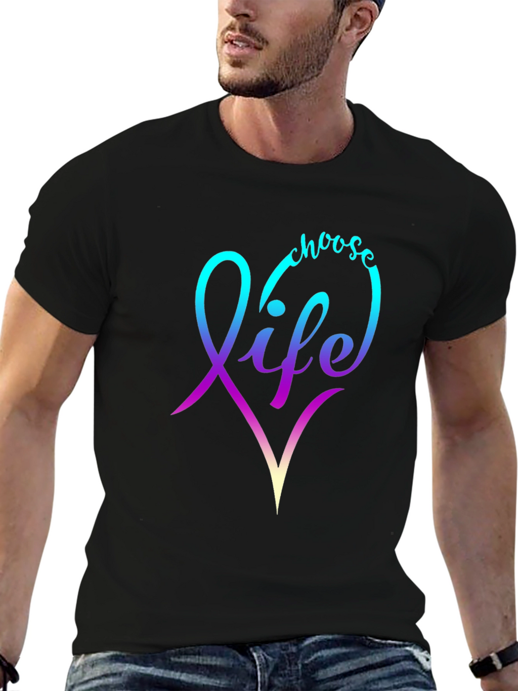 Choose Life T-Shirt - Gradient Heart Design