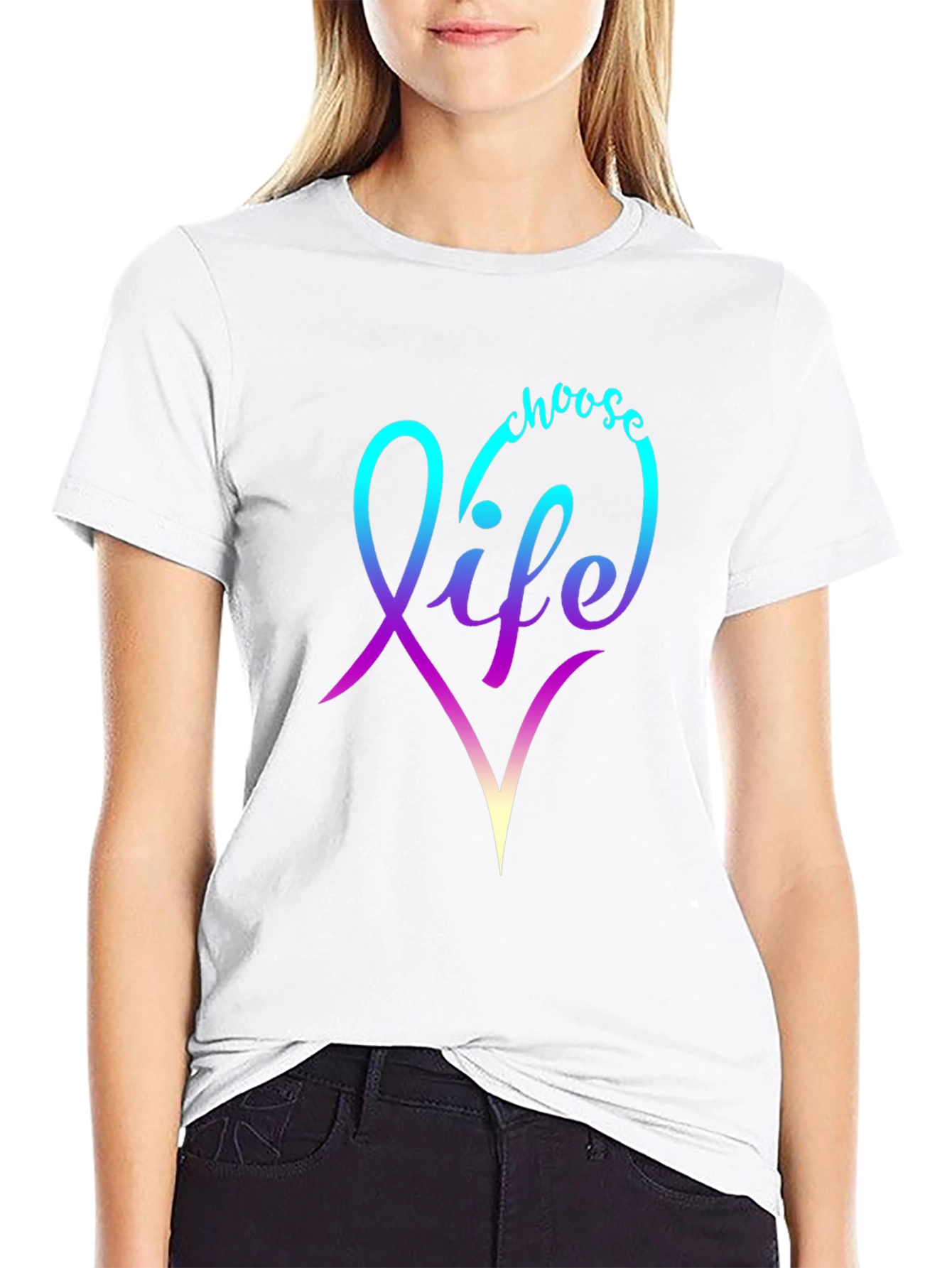 Choose Life T-Shirt - Gradient Heart Design