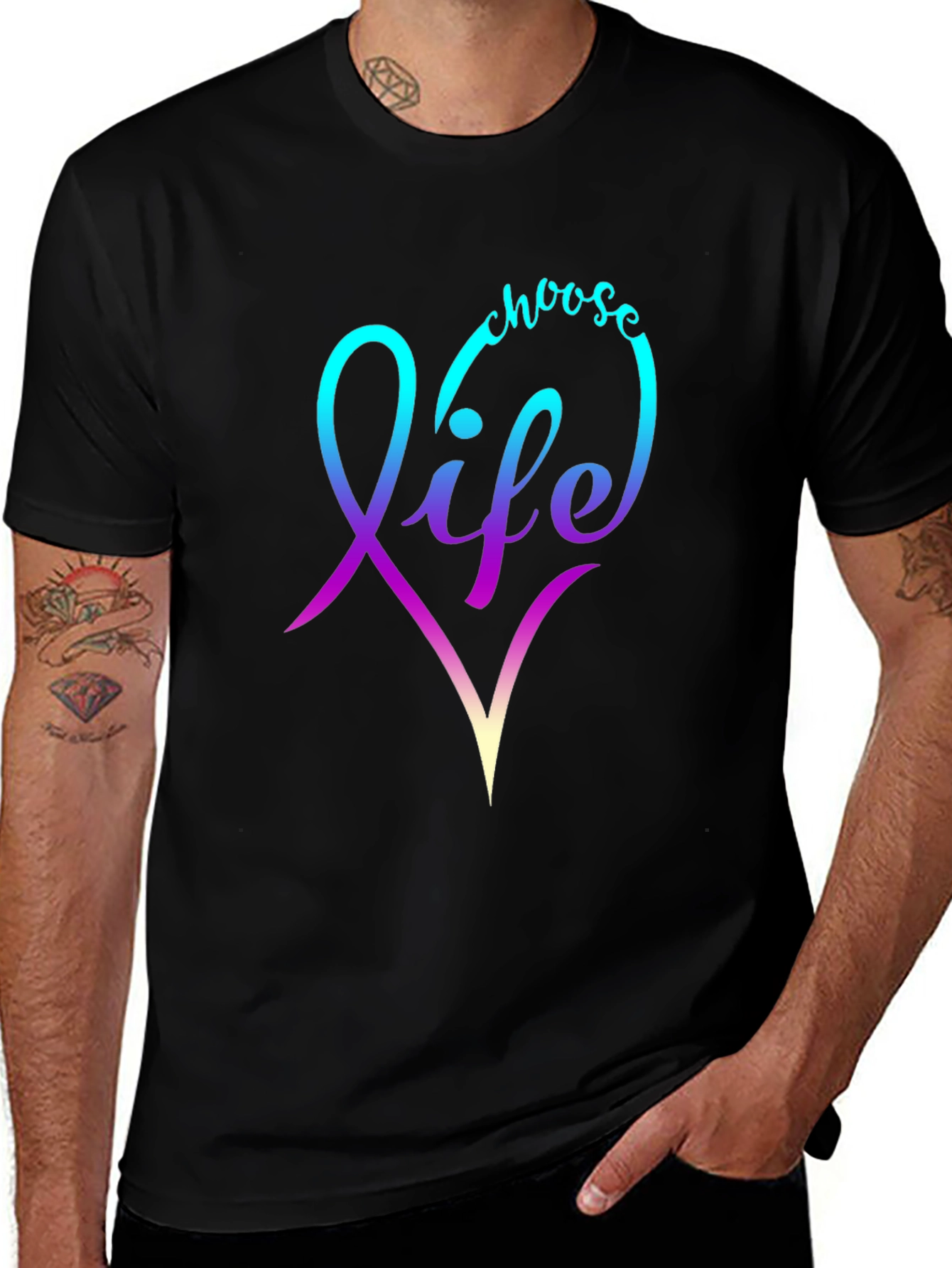 Choose Life T-Shirt - Gradient Heart Design