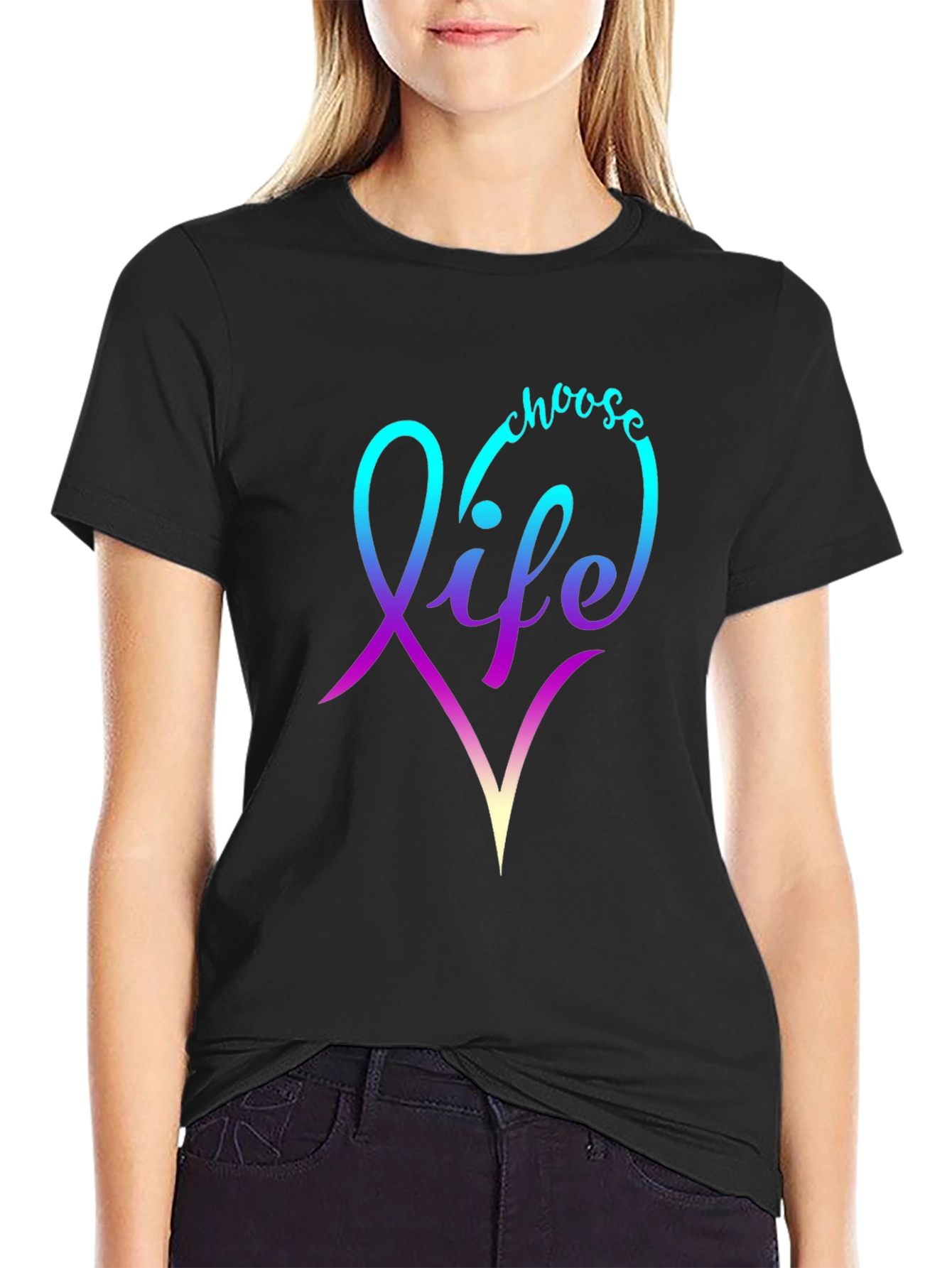 Choose Life T-Shirt - Gradient Heart Design
