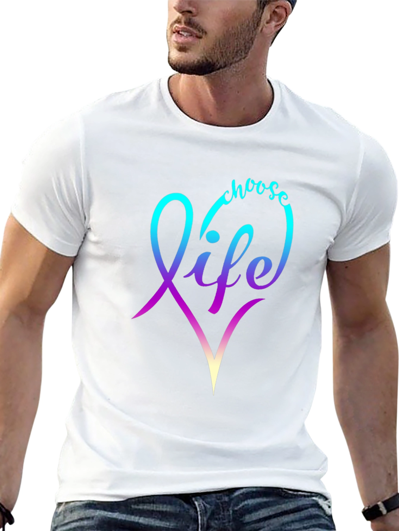 Choose Life T-Shirt - Gradient Heart Design
