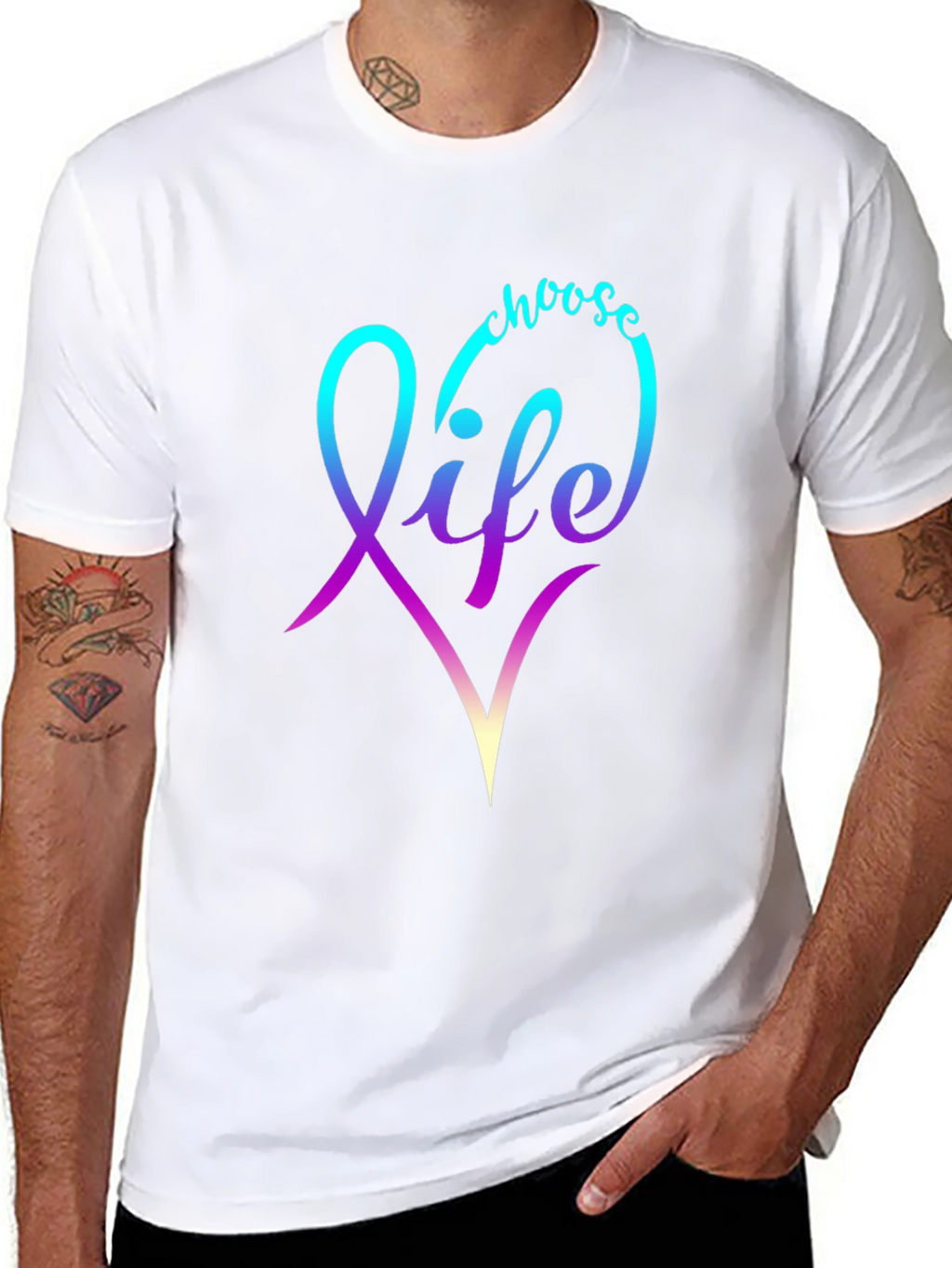 Choose Life T-Shirt - Gradient Heart Design