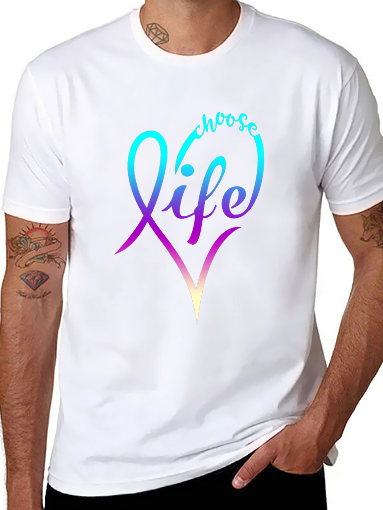 Choose Life T-Shirt - Gradient Heart Design