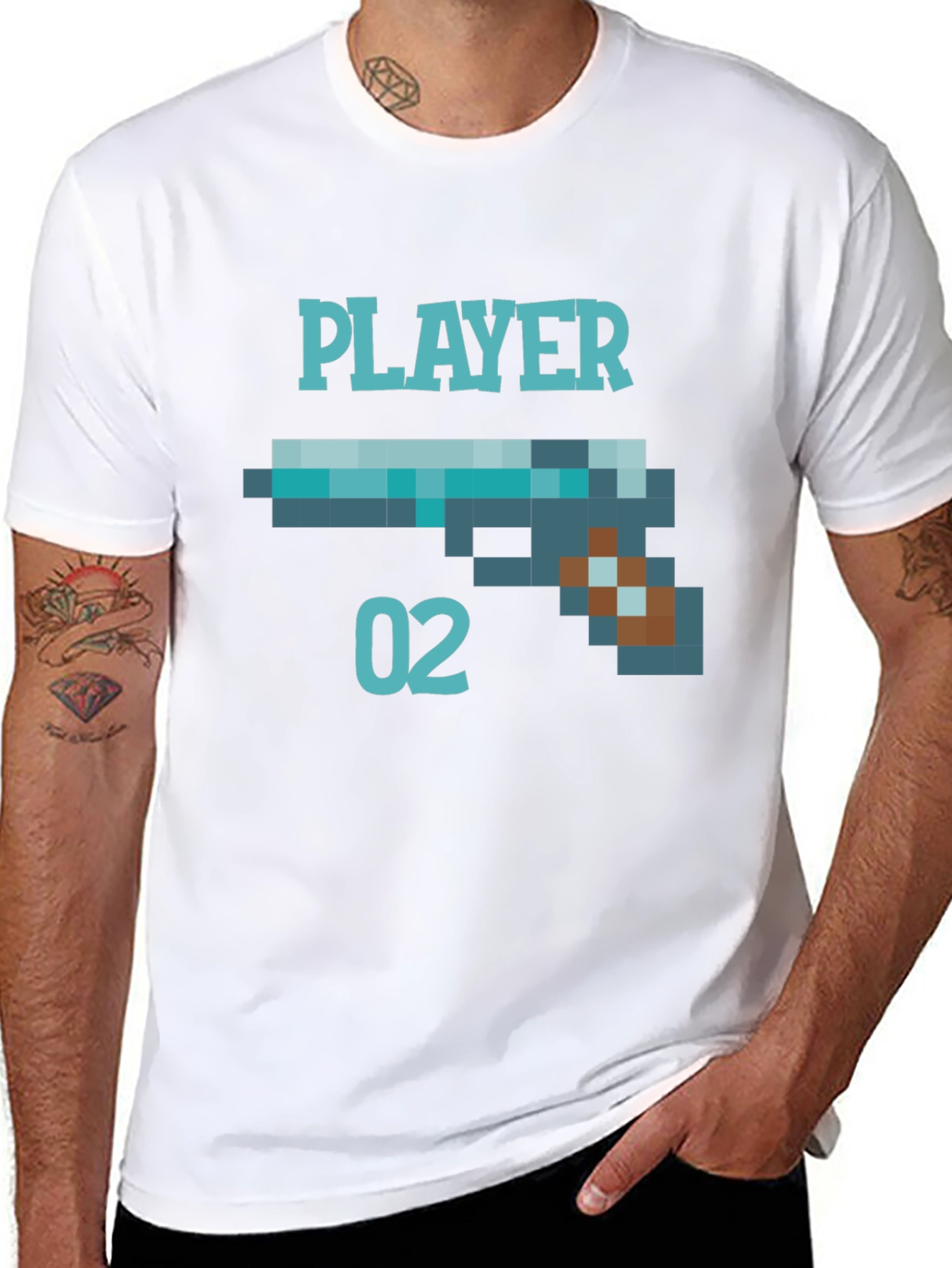 Player 02 Pixel Art Graphic Tee - Black