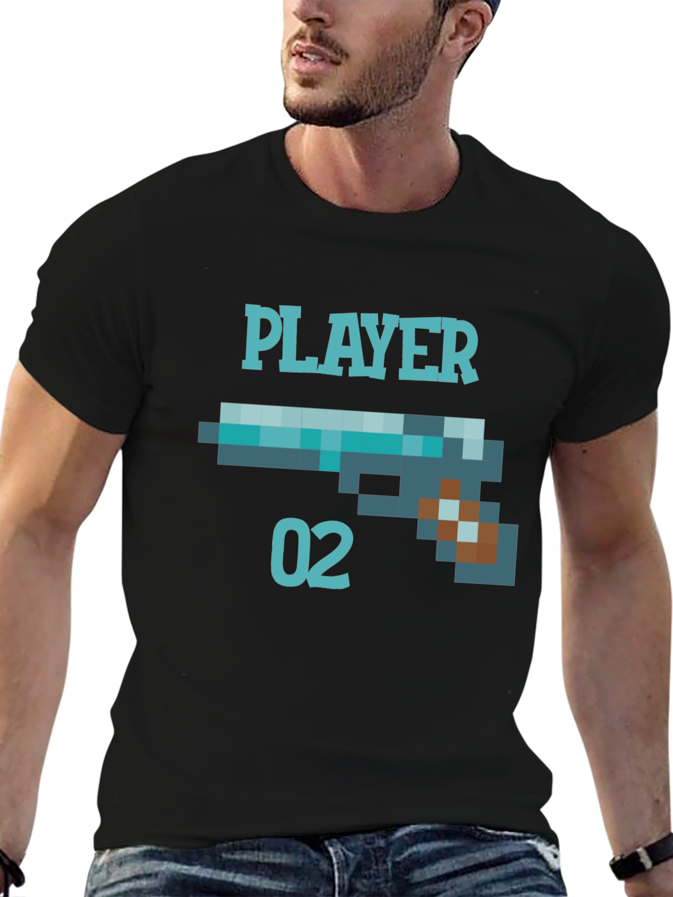 Player 02 Pixel Art Graphic Tee - Black