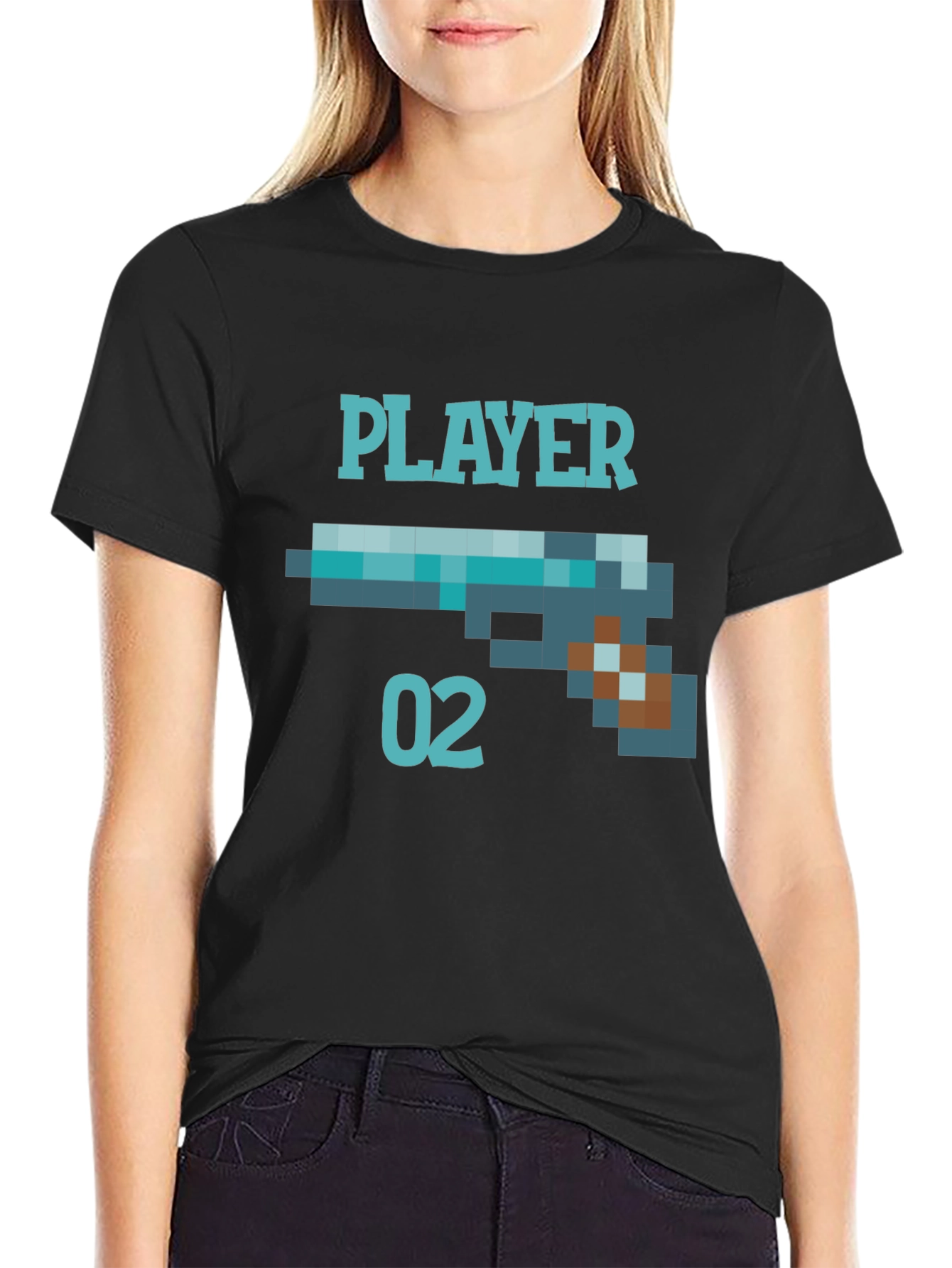 Player 02 Pixel Art Graphic Tee - Black