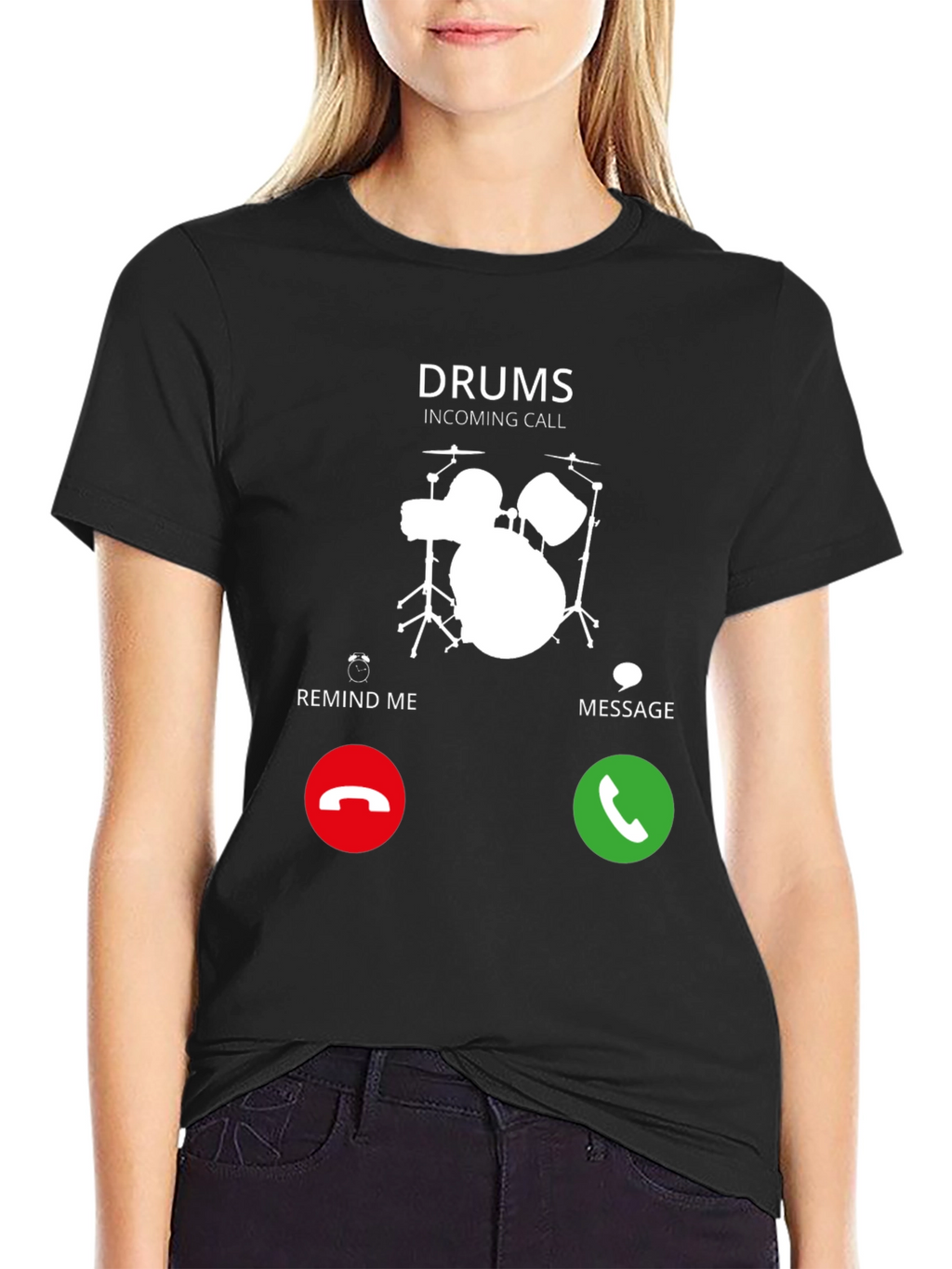 Drums Incoming Call Graphic Tee - Black