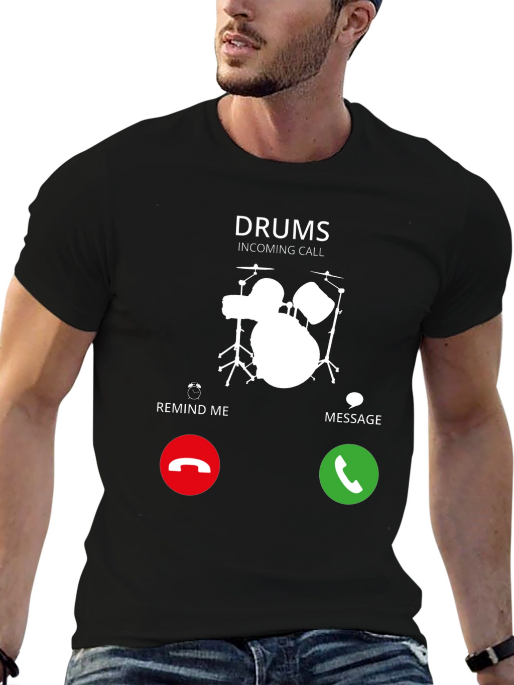 Drums Incoming Call Graphic Tee - Black