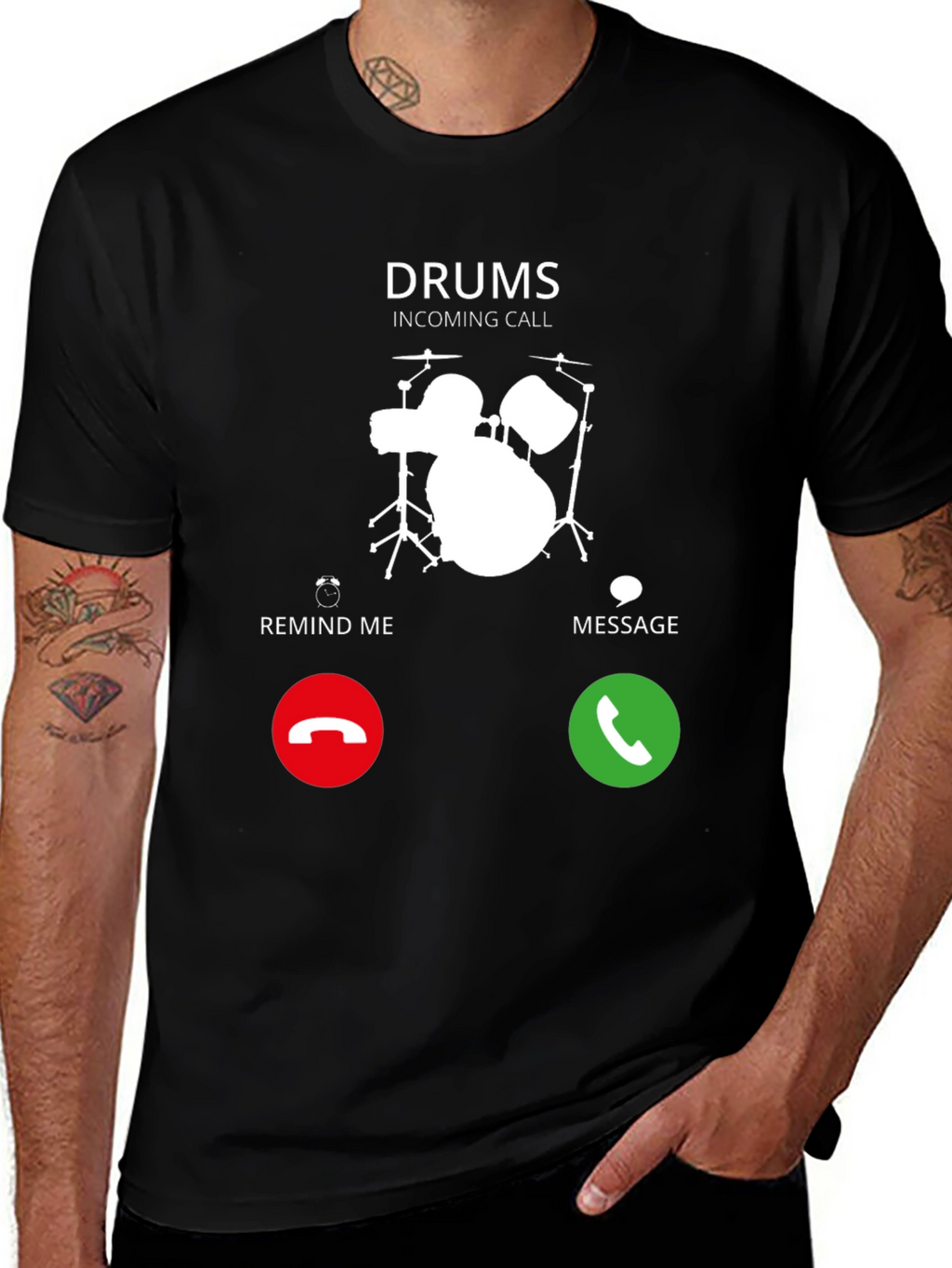 Drums Incoming Call Graphic Tee - Black