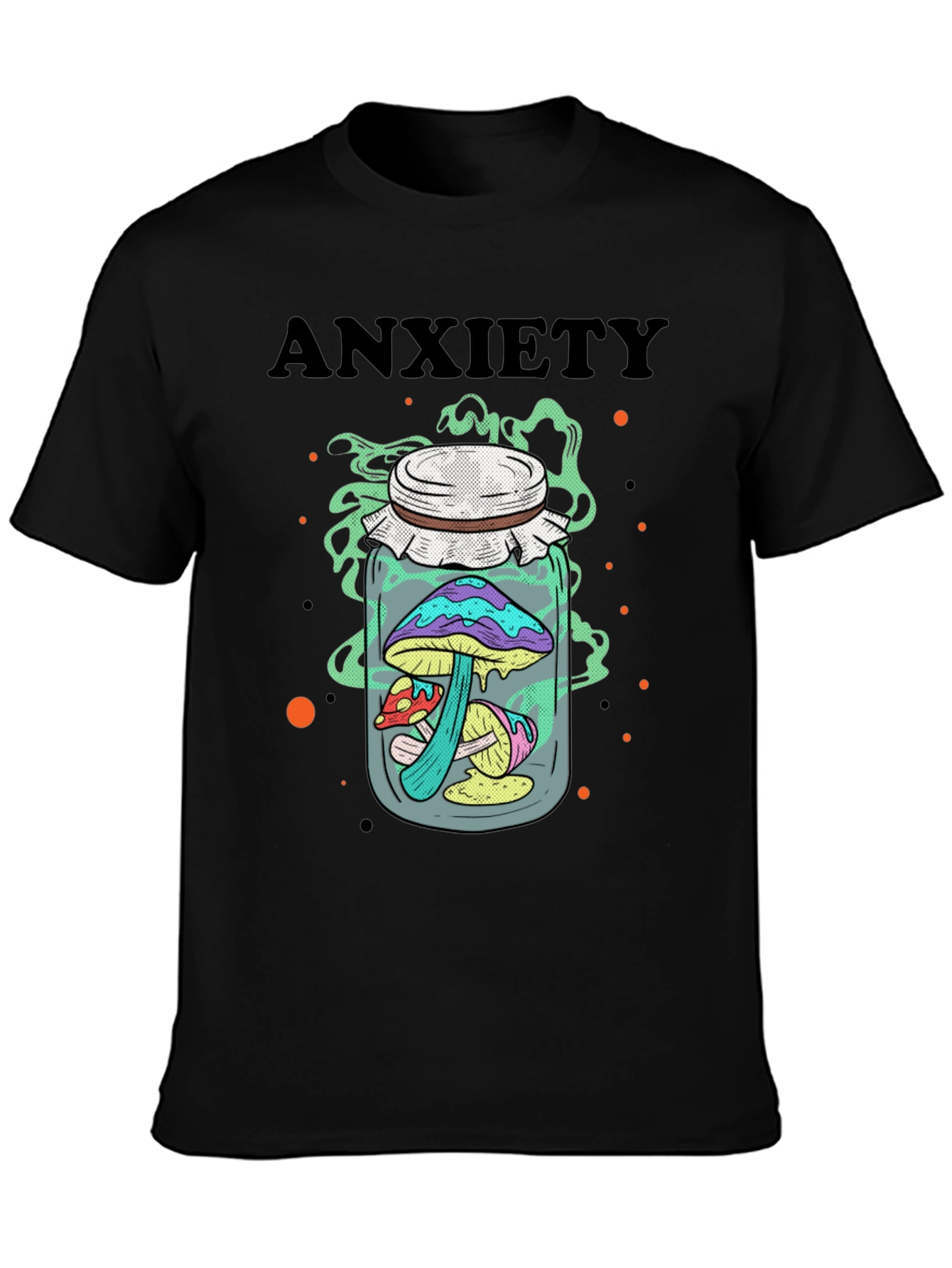 Anxiety Mushroom Jar Graphic Tee - Black