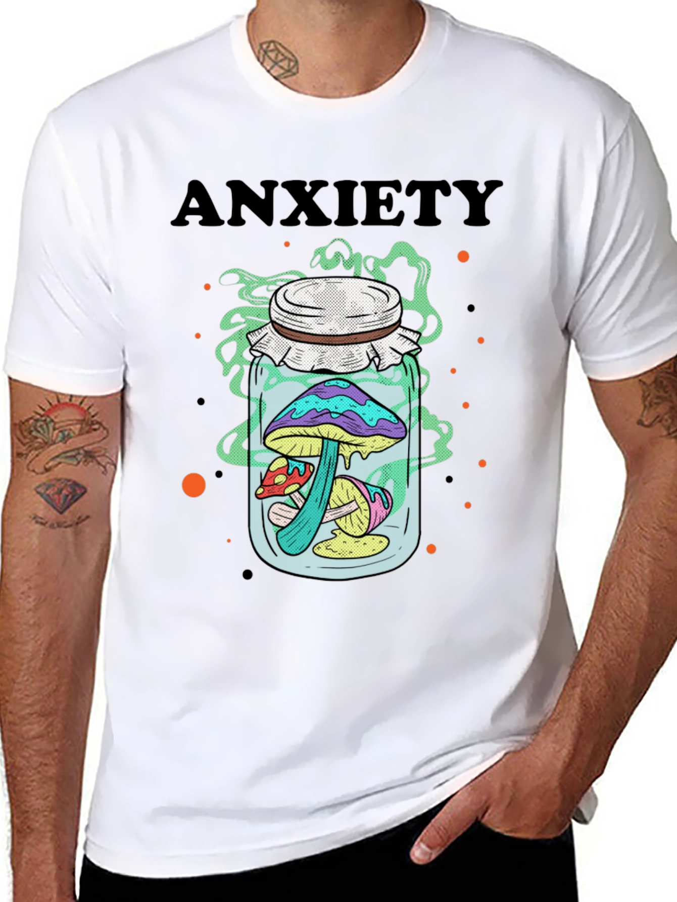 Anxiety Mushroom Jar Graphic Tee - Black