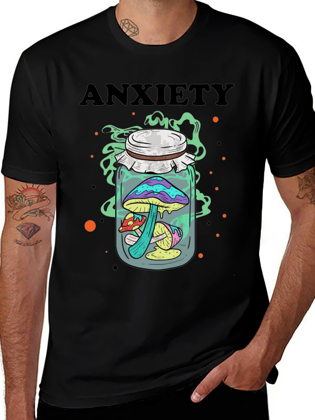 Anxiety Mushroom Jar Graphic Tee - Black
