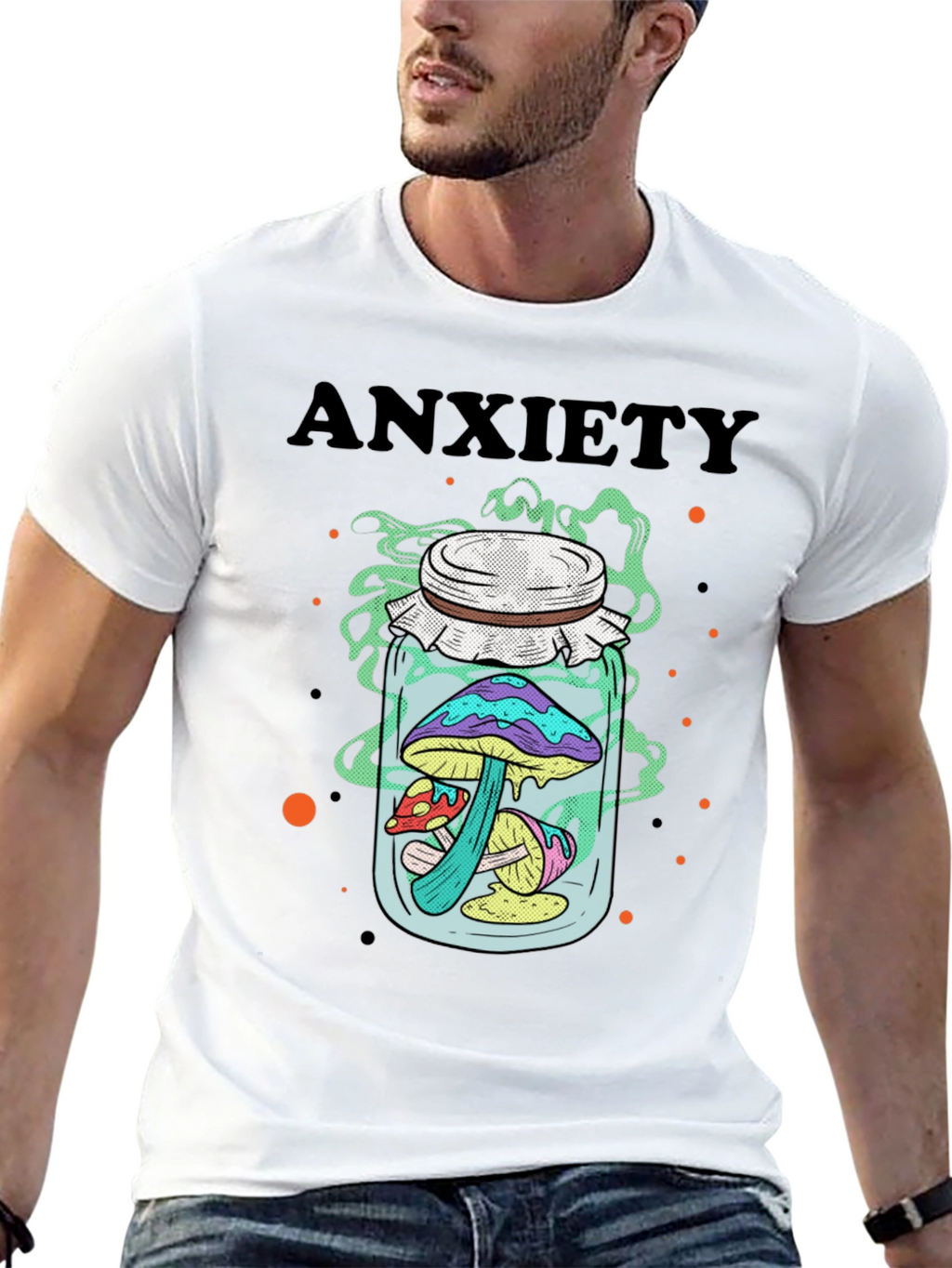 Anxiety Mushroom Jar Graphic Tee - Black