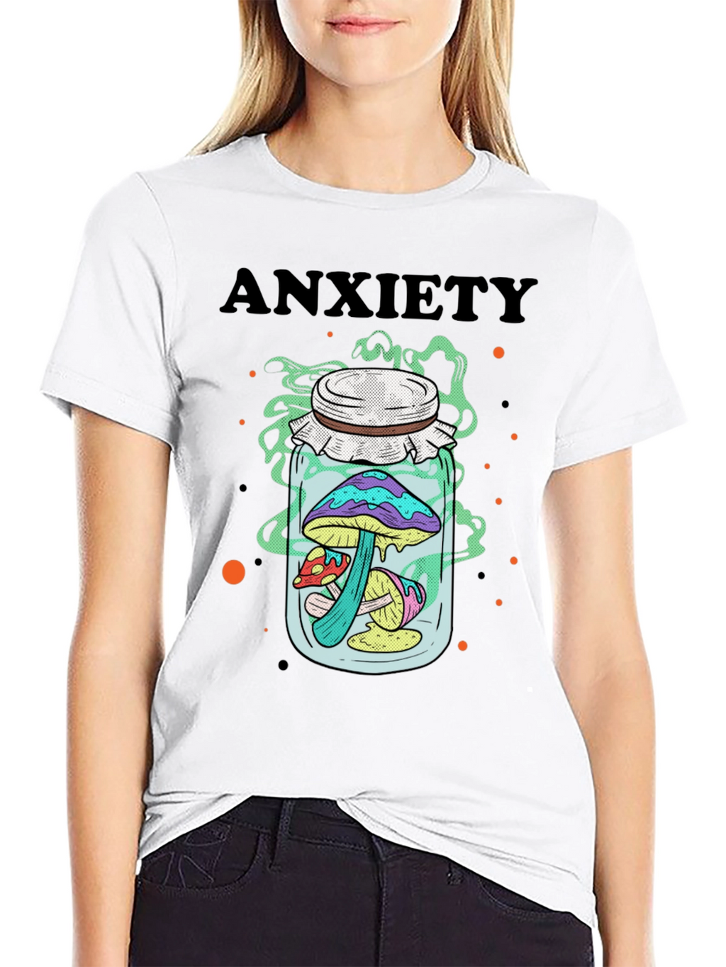 Anxiety Mushroom Jar Graphic Tee - Black