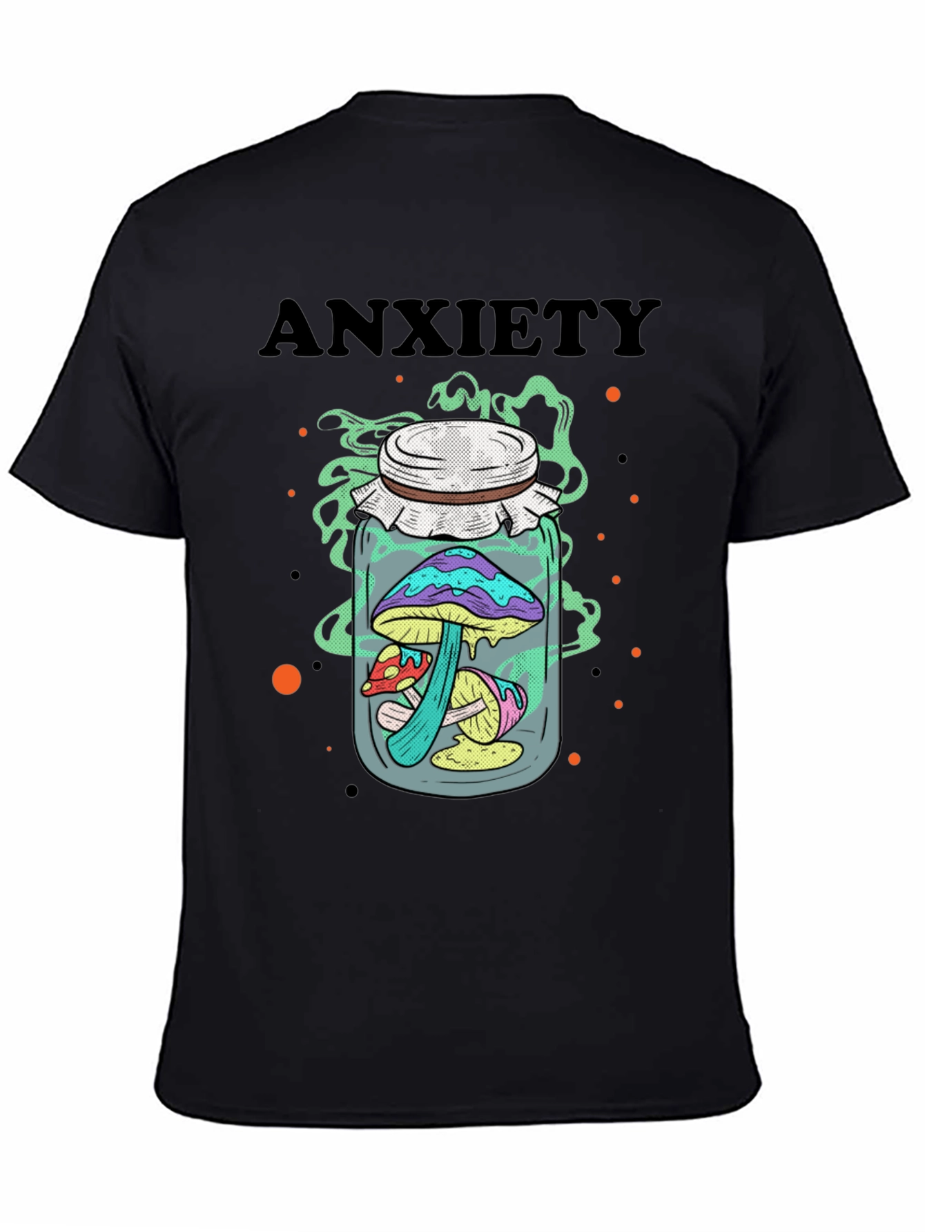 Anxiety Mushroom Jar Graphic Tee - Black