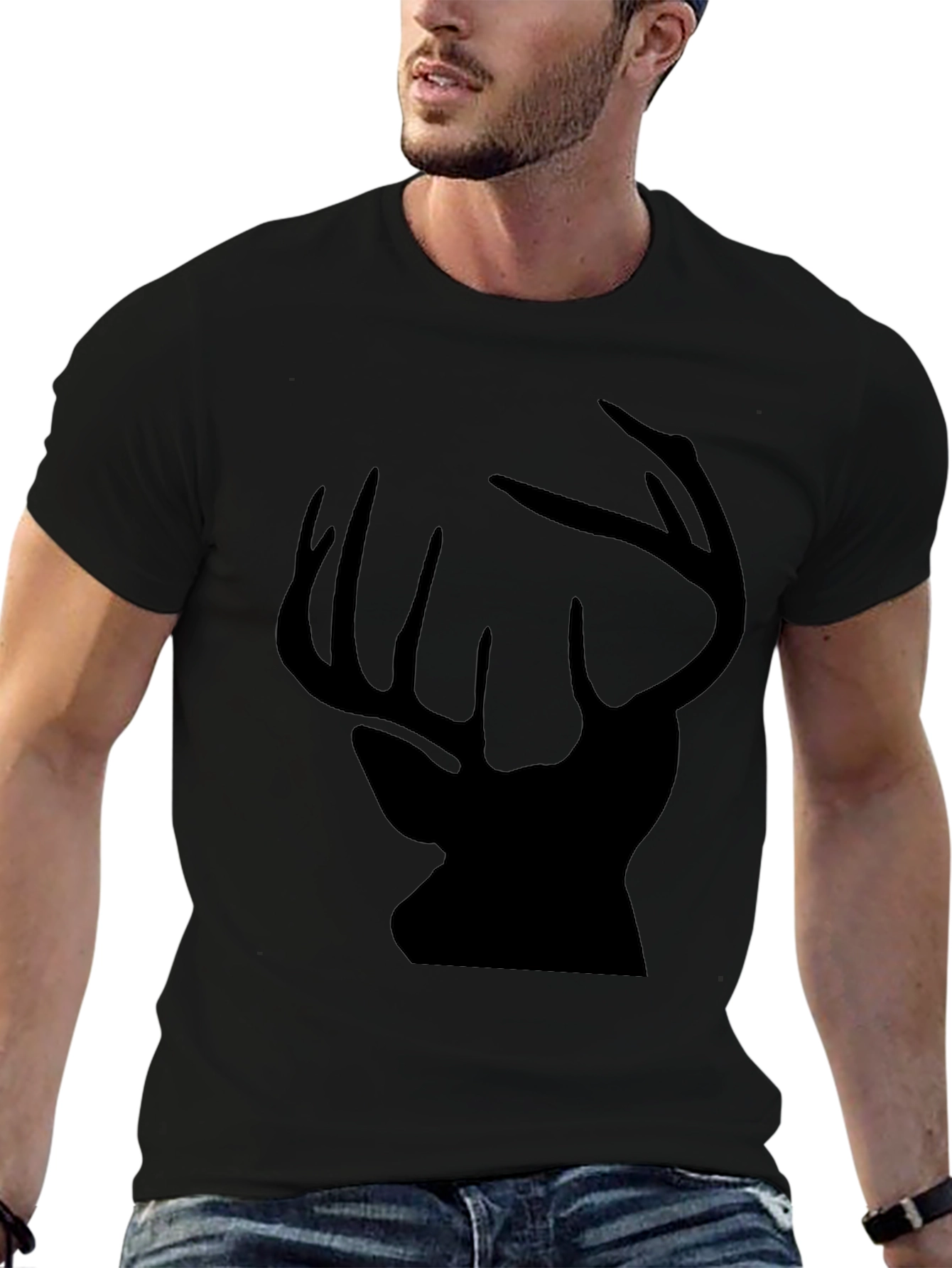 Black Deer Silhouette Graphic Tee for Men