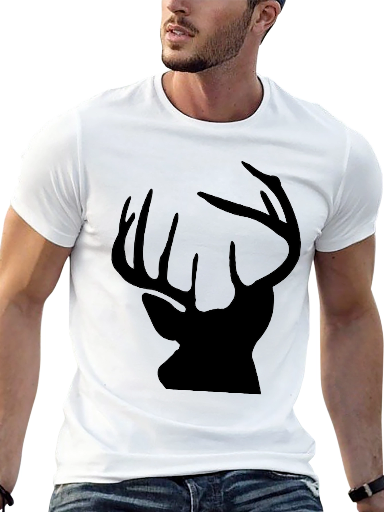 Black Deer Silhouette Graphic Tee for Men