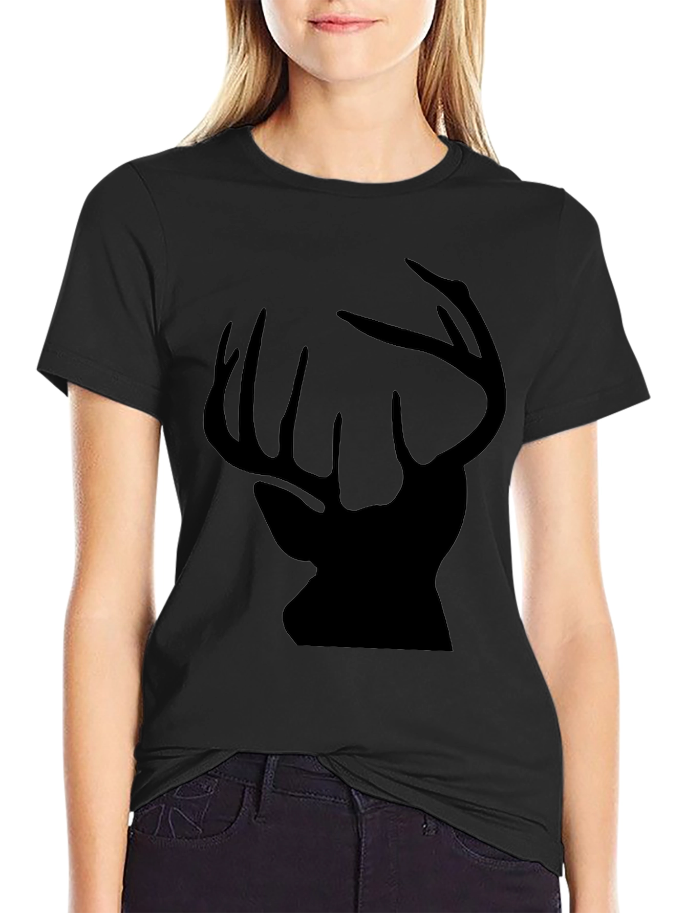 Black Deer Silhouette Graphic Tee for Men