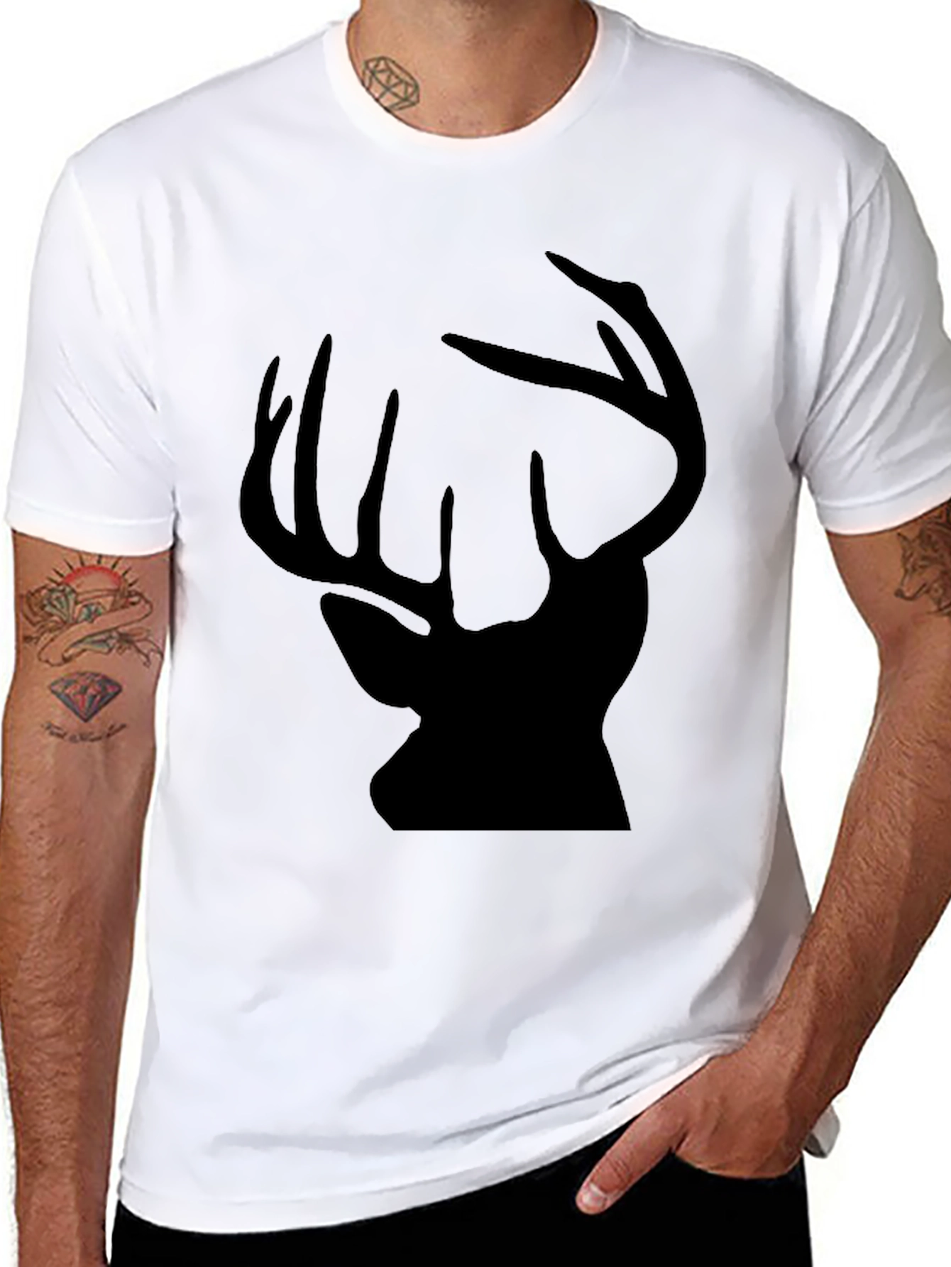 Black Deer Silhouette Graphic Tee for Men