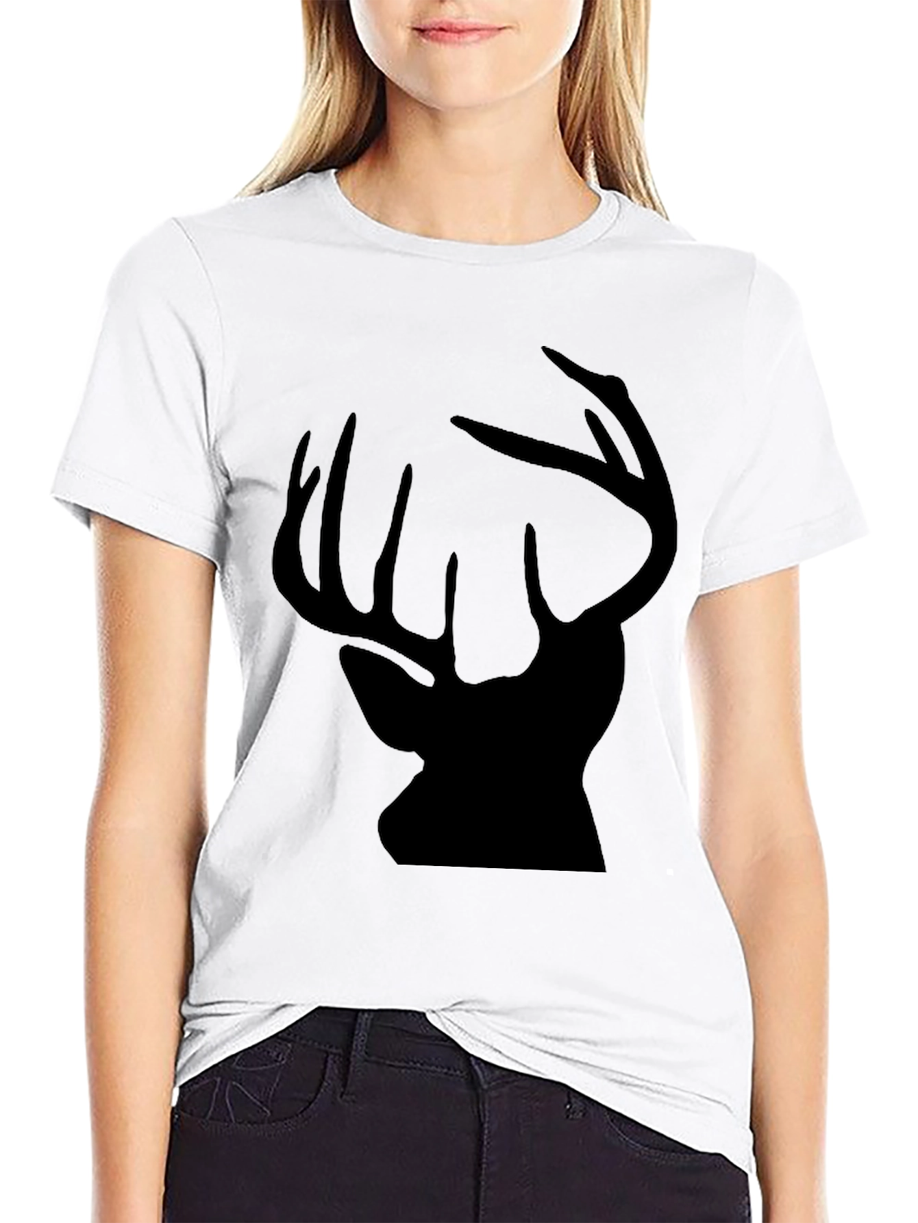Black Deer Silhouette Graphic Tee for Men